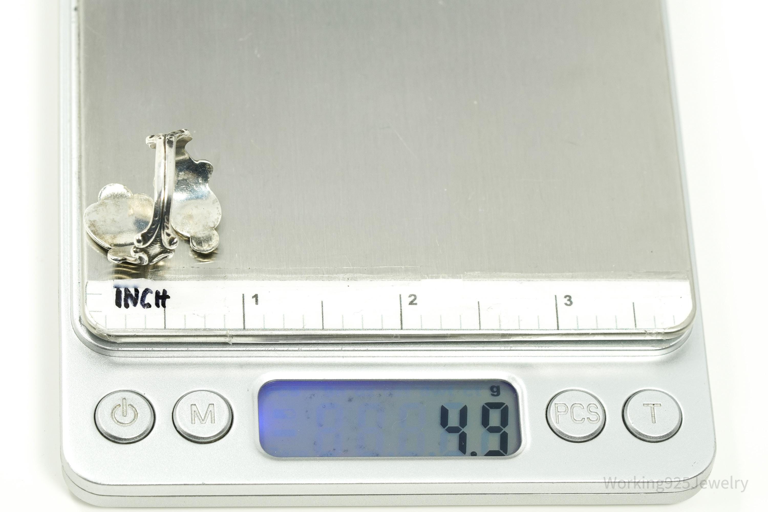 Vintage Avon Hearts & Flowers Sterling Silver Adjustable Wrap Spoon Ring - Size 7.5