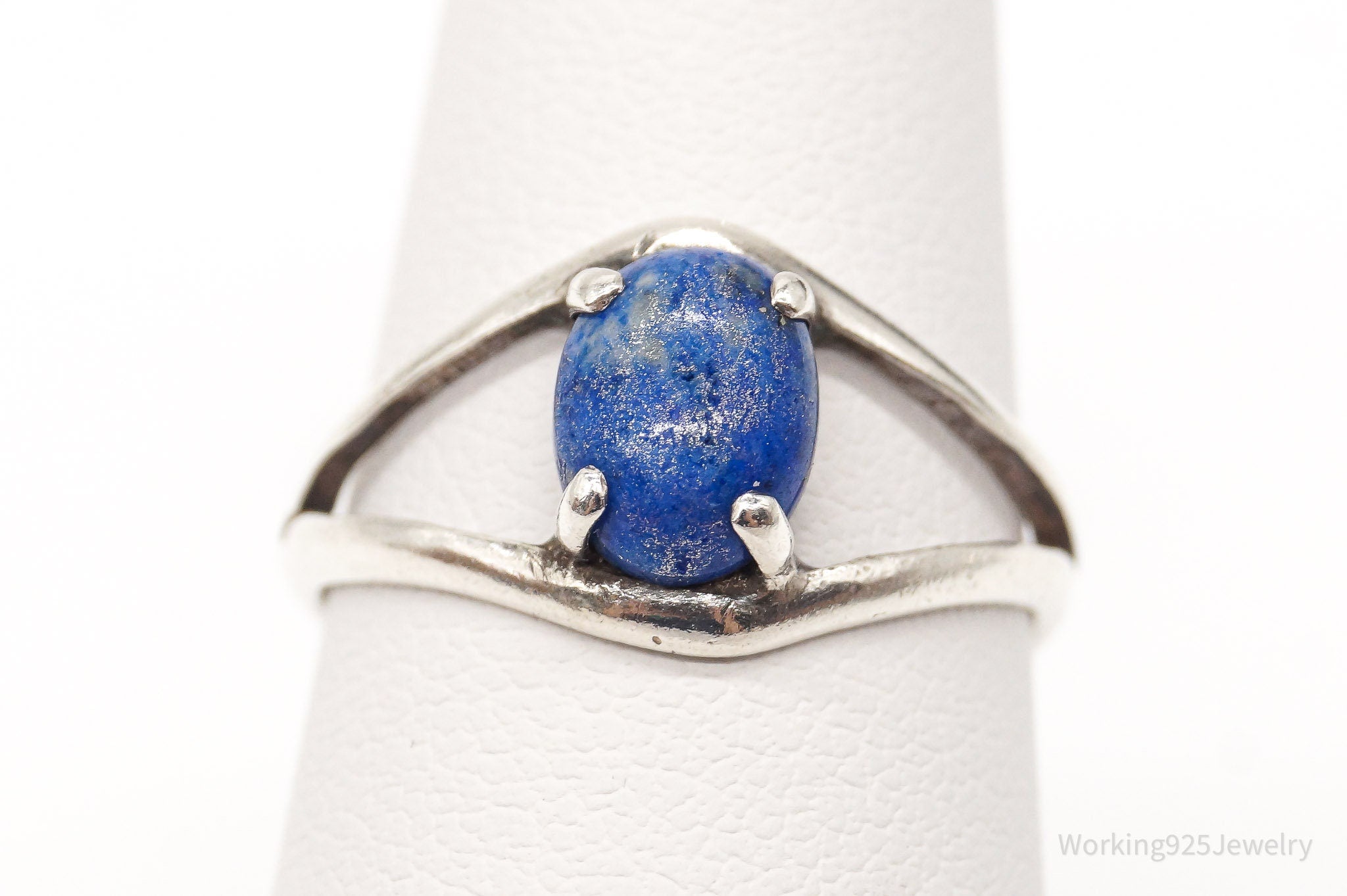 Vintage Native American Lapis Lazuli Sterling Silver Ring - Size 6.5