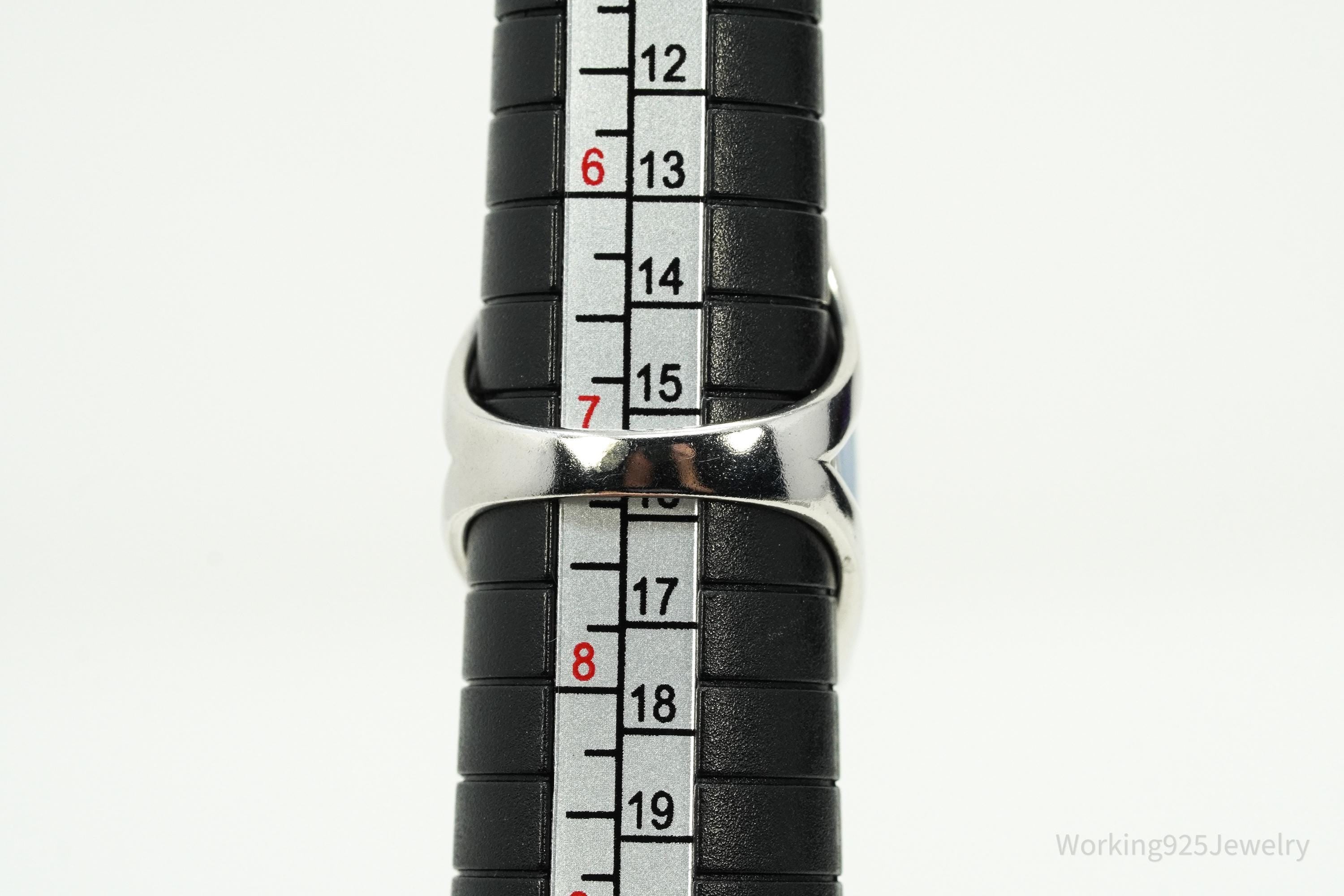 Vintage Heng Ngai Large Blue Lace Agate Sterling Silver Ring - Size 7.25