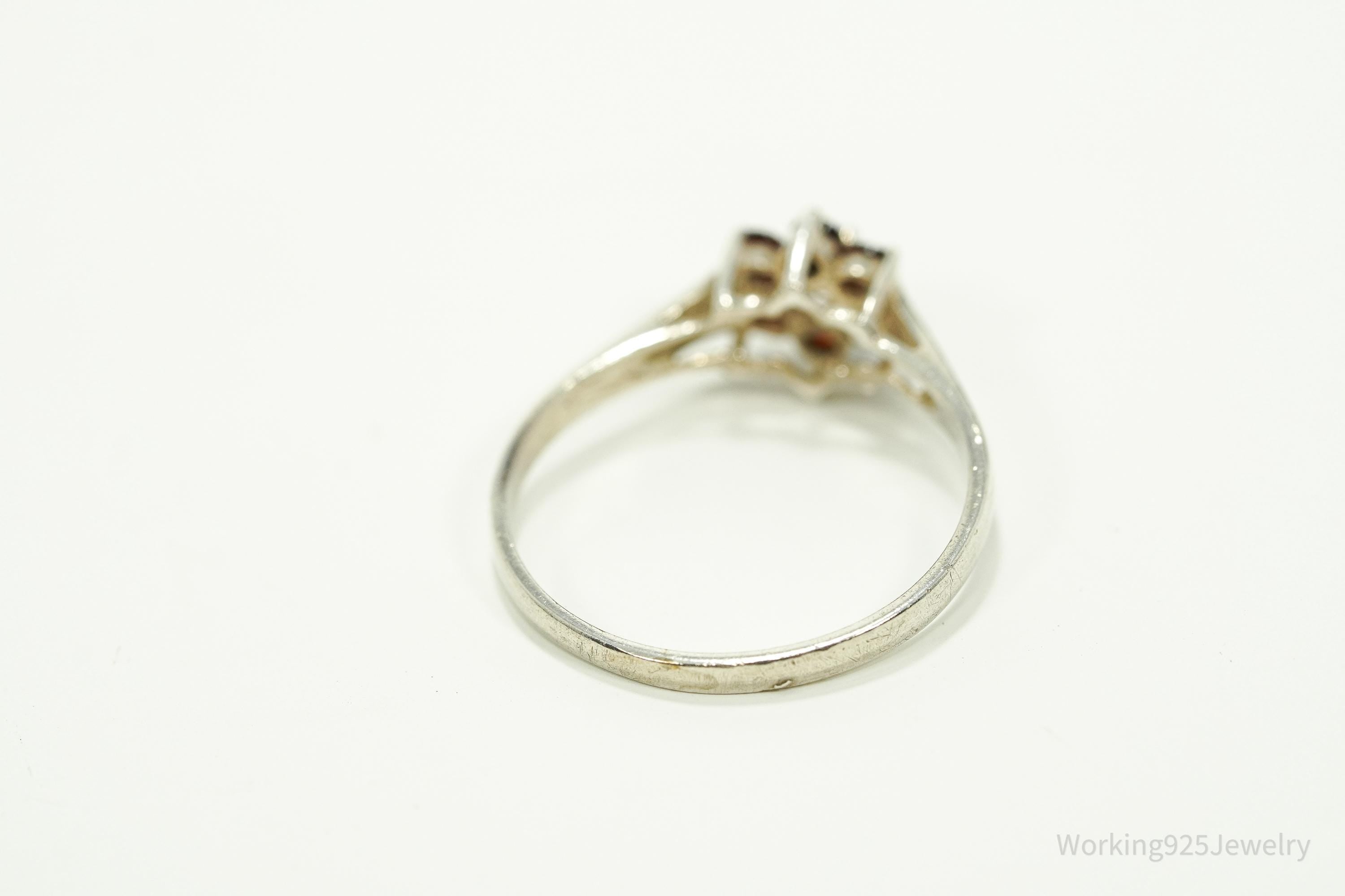 Vintage 1980s Birmingham Garnet Sterling Silver Ring - Size 6.5