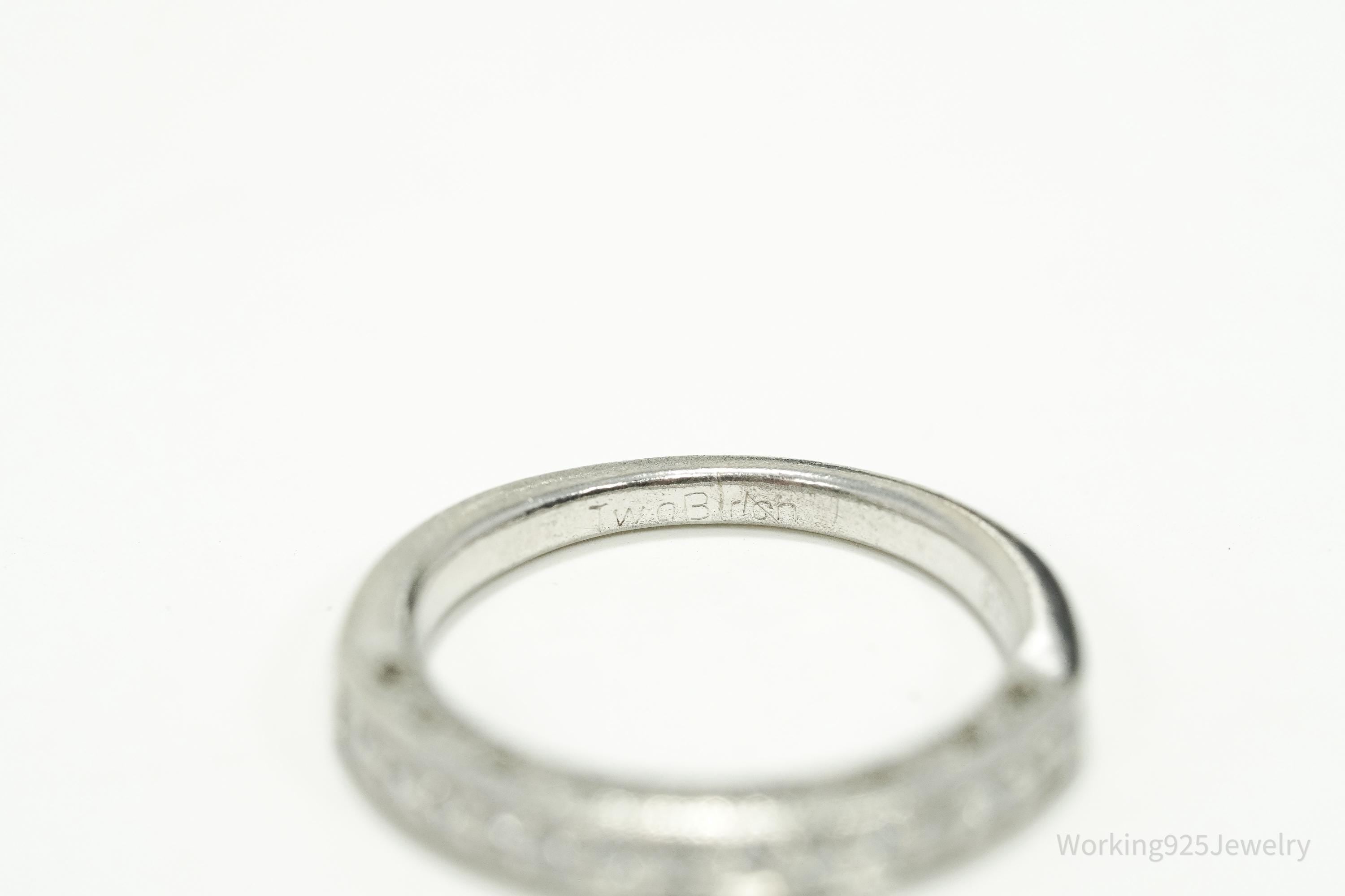 Vintage Cubic Zirconia Sterling Silver Band Ring - Size 3.25