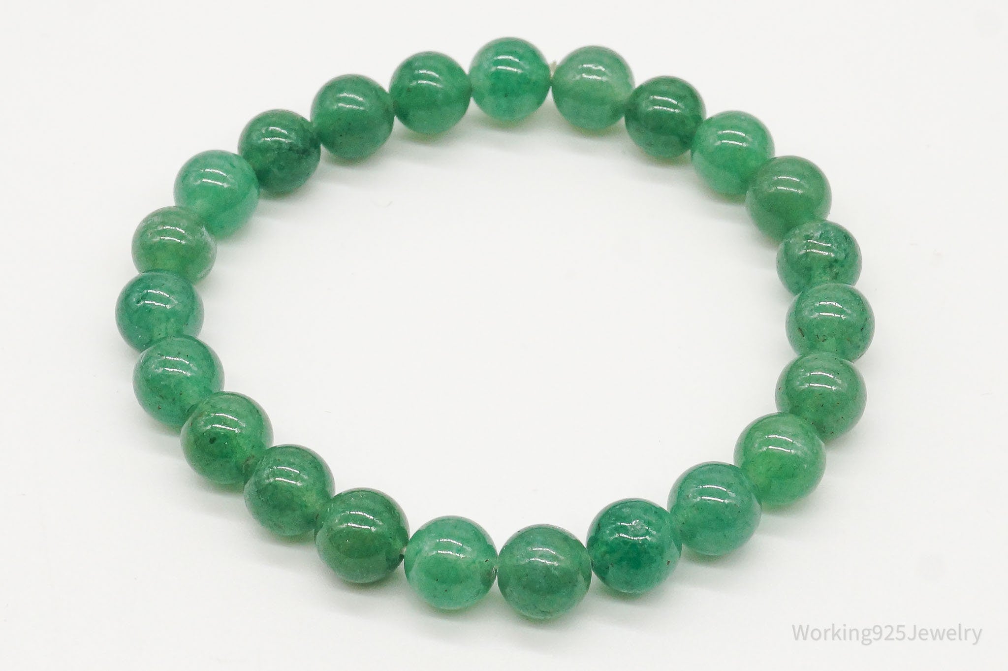 Vintage Green Jade Beads Stretch Bracelet