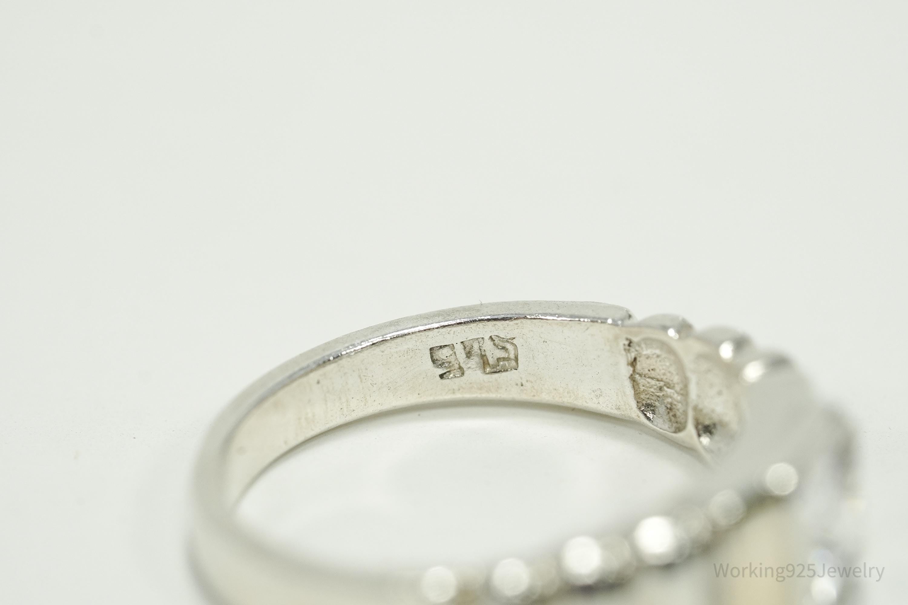 Vintage Cubic Zirconia Gold Vermeil Sterling Silver Ring - Size 6.75