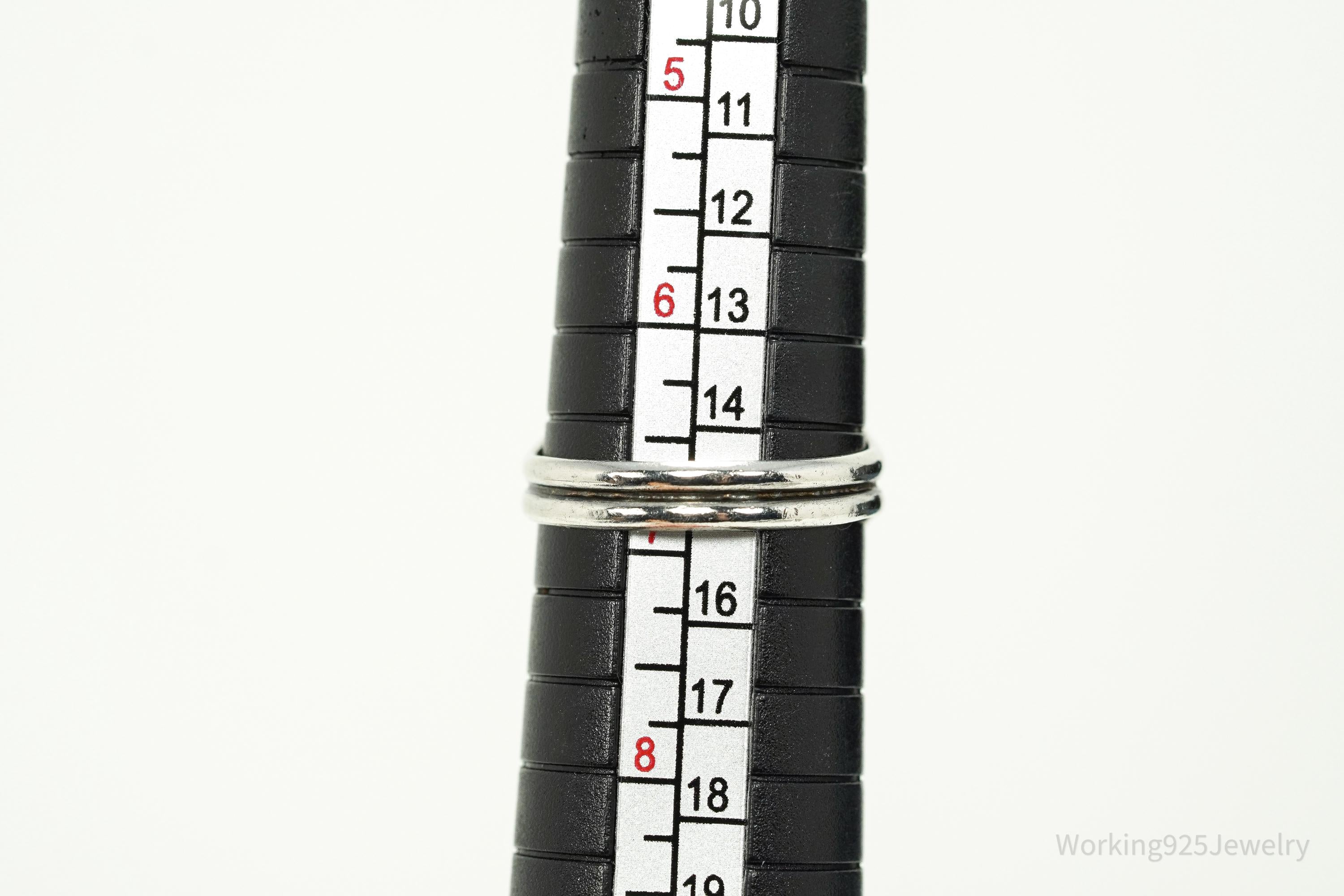 Vintage Handmade Hopi Native American Turquoise Unsigned Silver Ring - Size 6.75