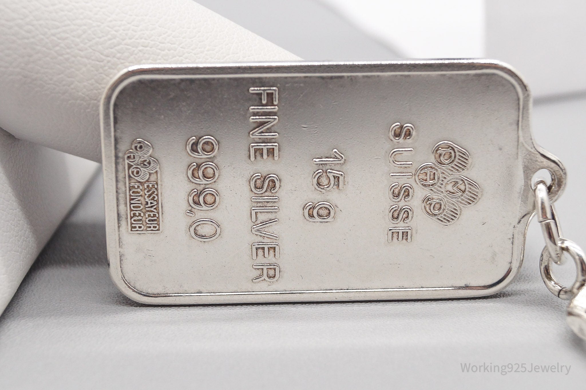 Vintage PAMP Suisse 15 Gram Fine Silver 999.0 Palm Tree & Arabian Swords Keychain