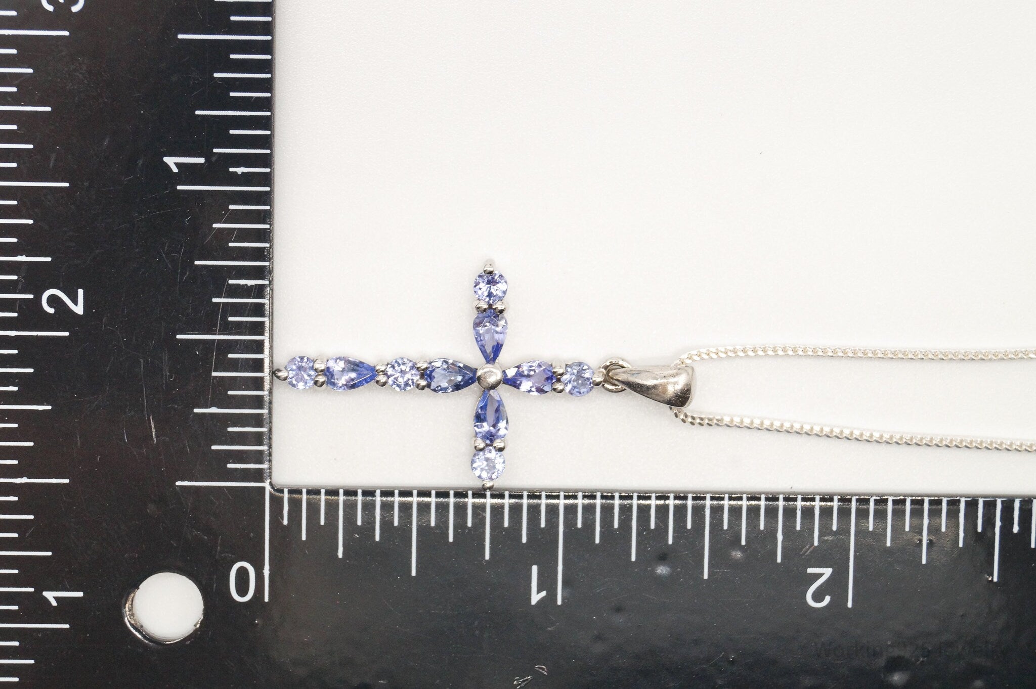 Vintage Iolite Cross Sterling Silver Necklace