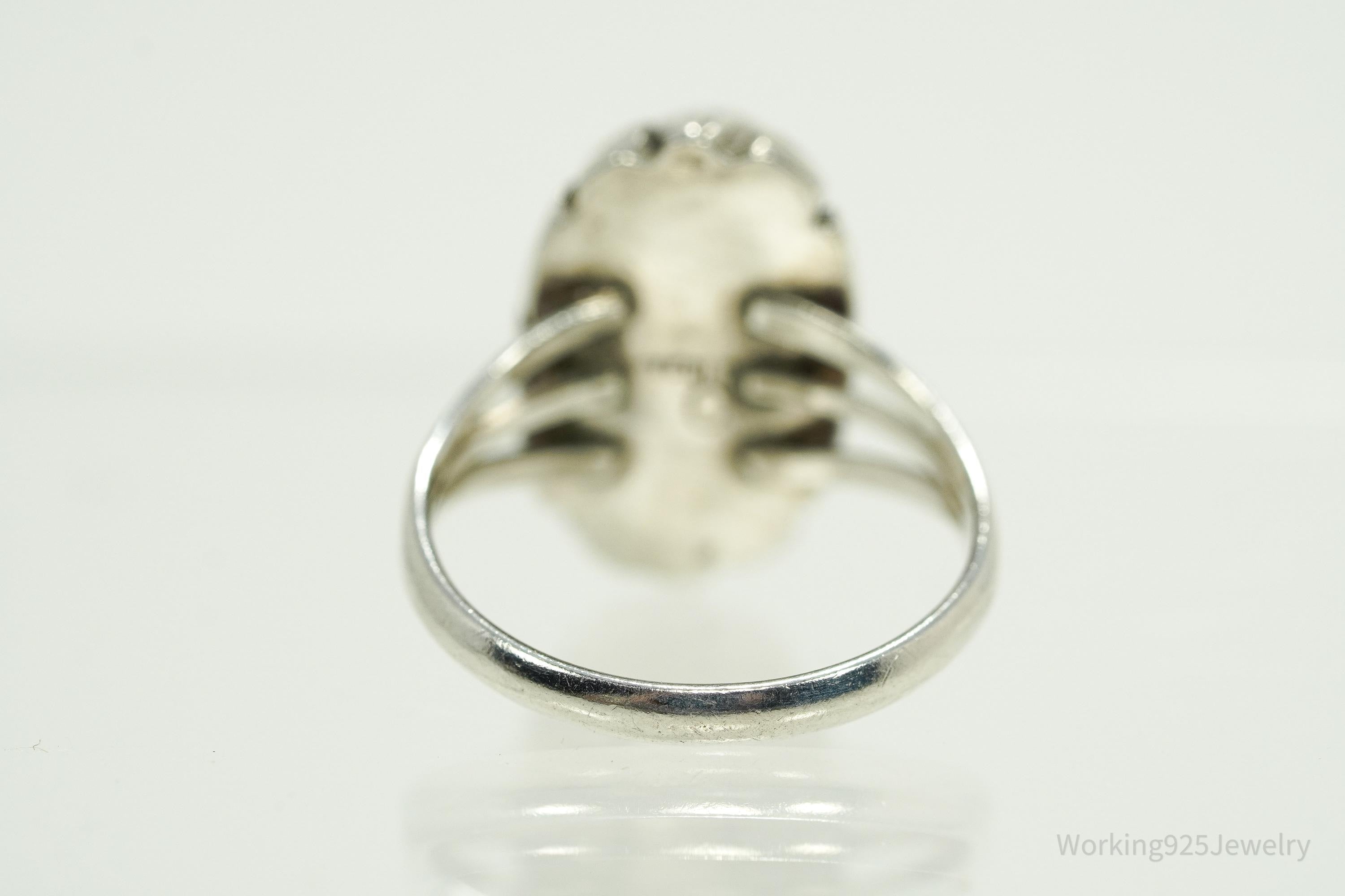 Vintage Handmade Native American Jerry Cowboy Opal Sterling Silver Ring SZ 7