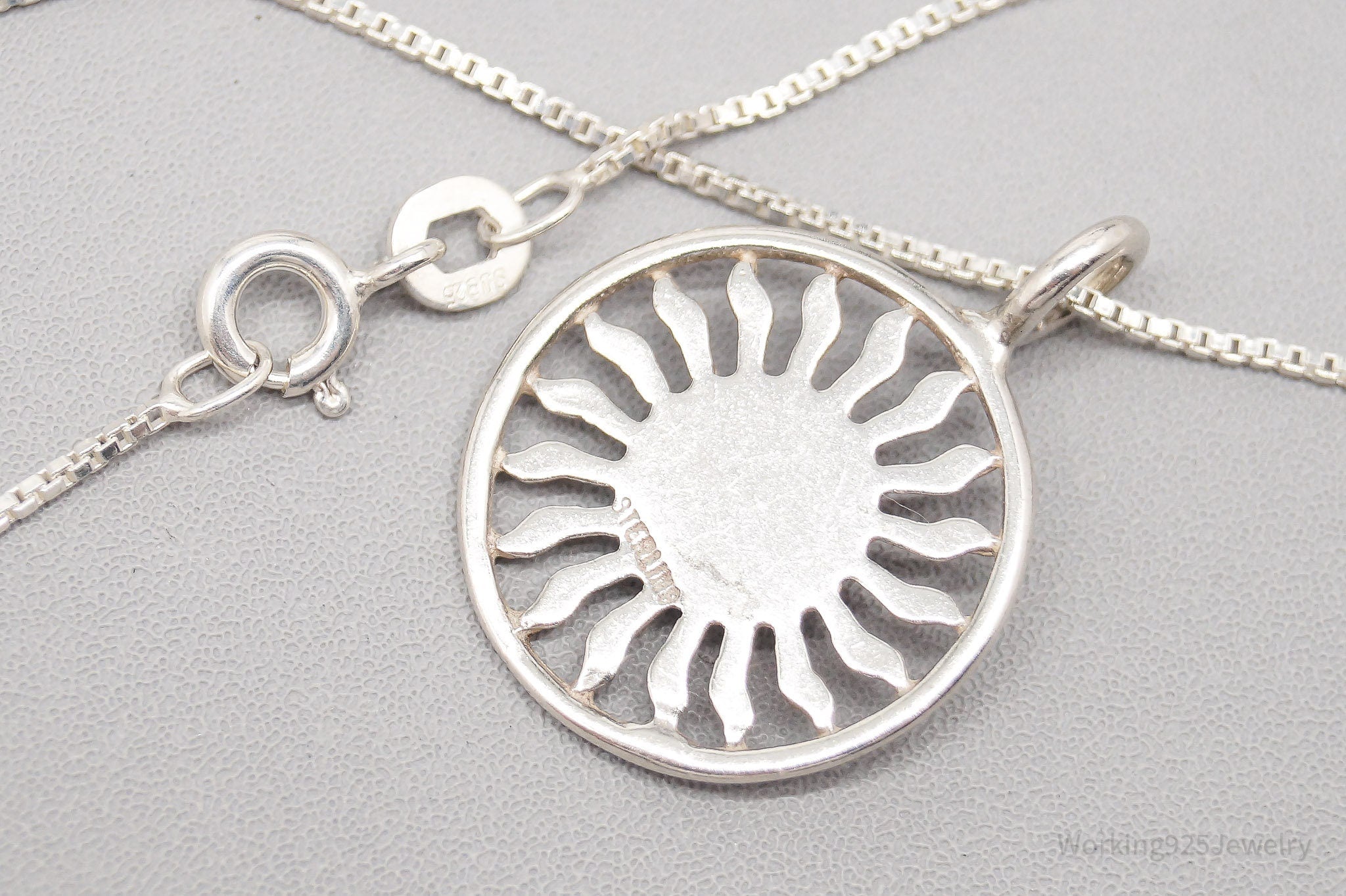 Vintage Sun Face Sterling Silver Necklace 16"