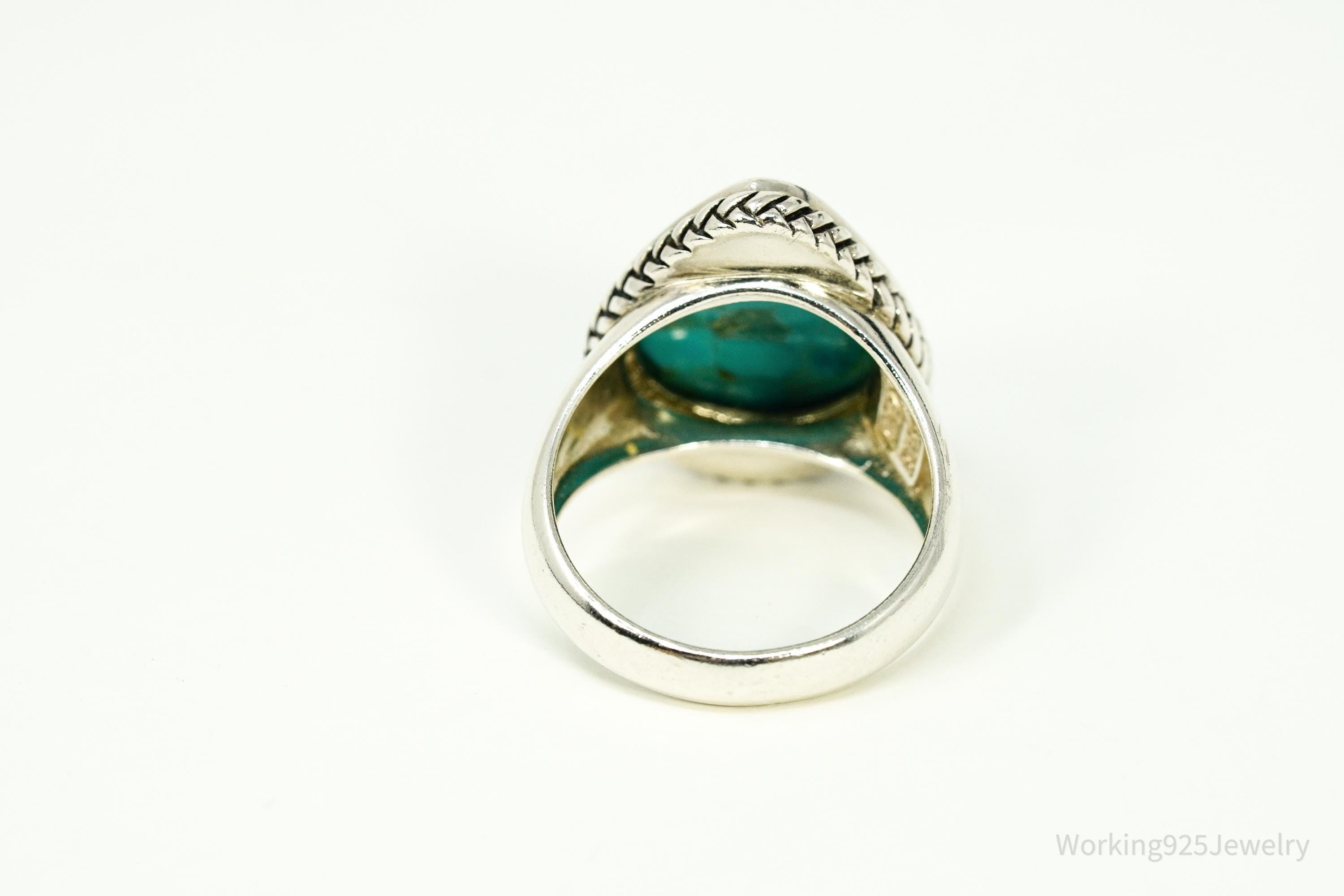 Vintage BARSE Turquoise Southwestern Style Sterling Silver Ring Size 9