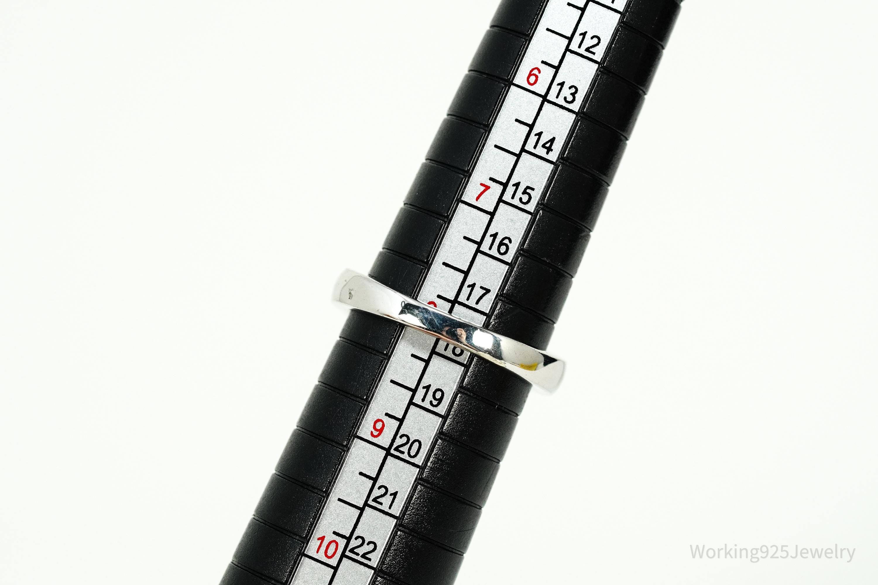 Vintage Large Citrine & Cubic Zirconia Sterling Silver Statement Ring - Size 8