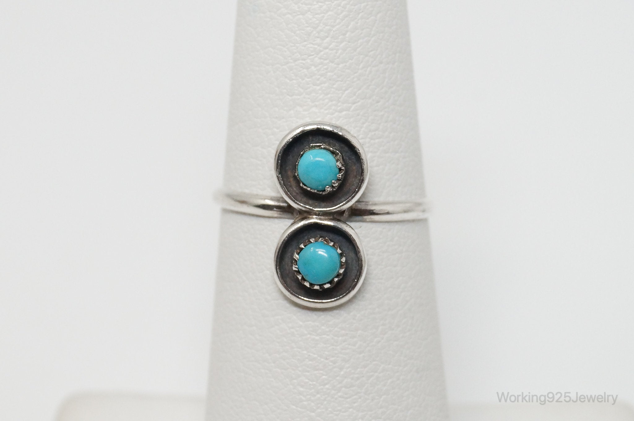 VTG Handmade Native American Turquoise Unsigned Sterling Silver Ring - SZ 5.5