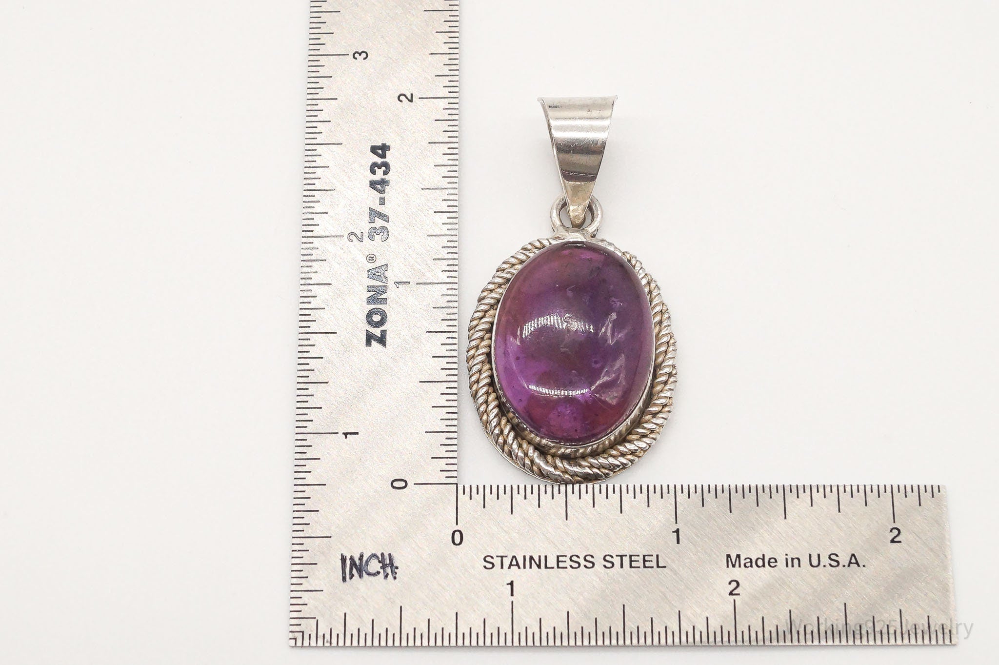 Vintage Large Amethyst Mexico Sterling Silver Pendant