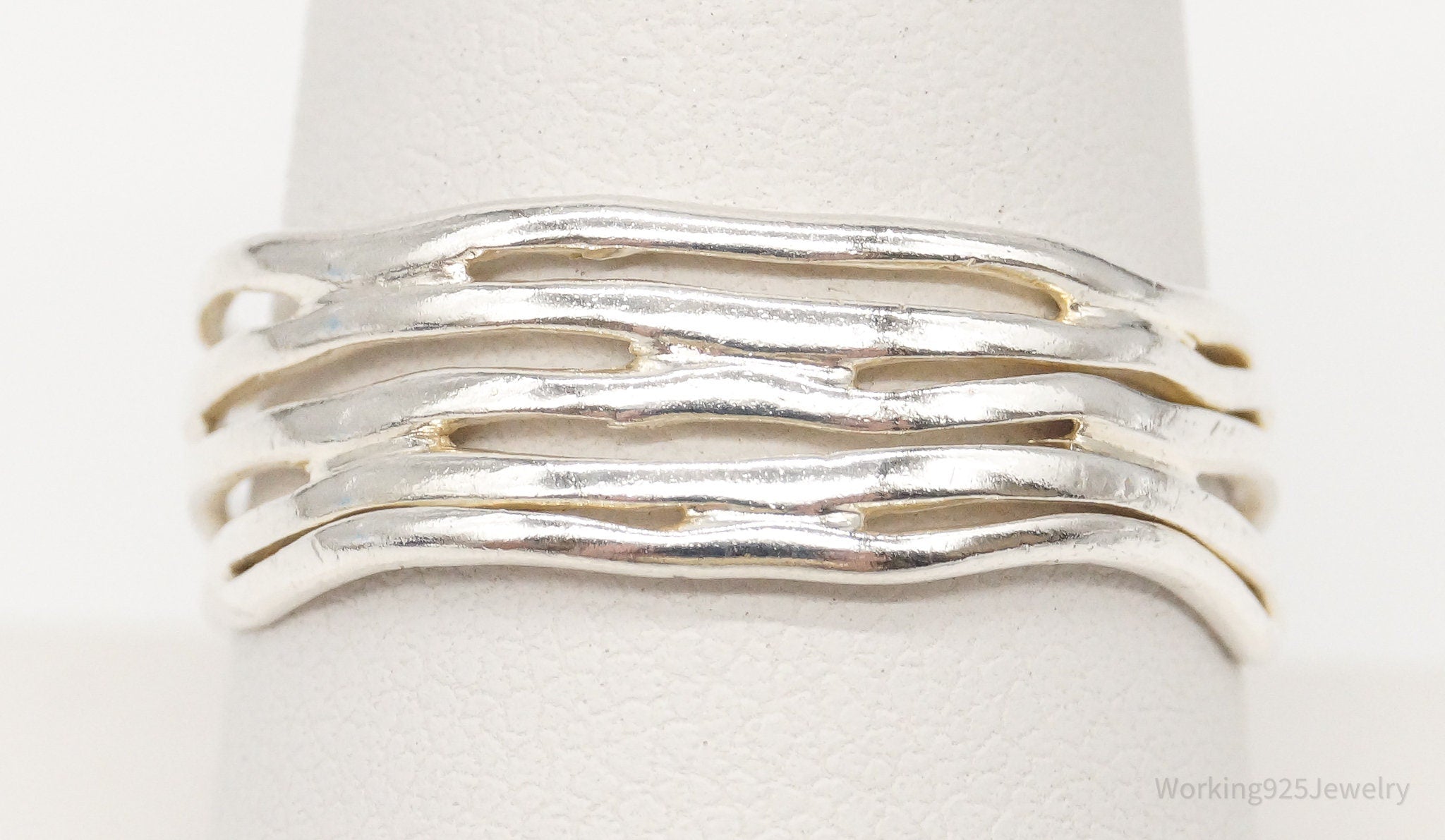 Vintage Modernist Style Sterling Silver Band Ring - Size 9