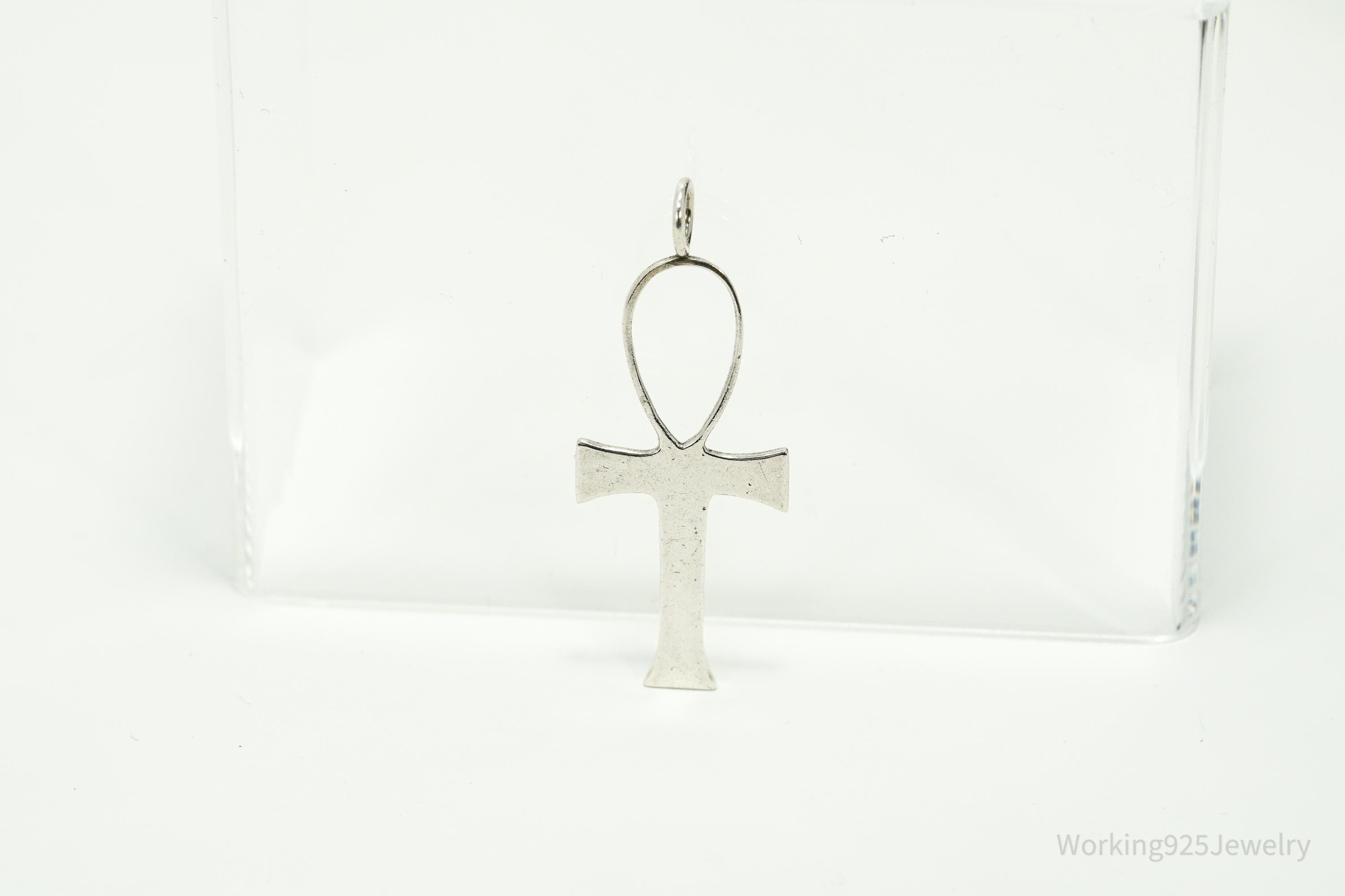 Vintage 1970 Leonore Doskow Ankh Cross Sterling Silver Pendant