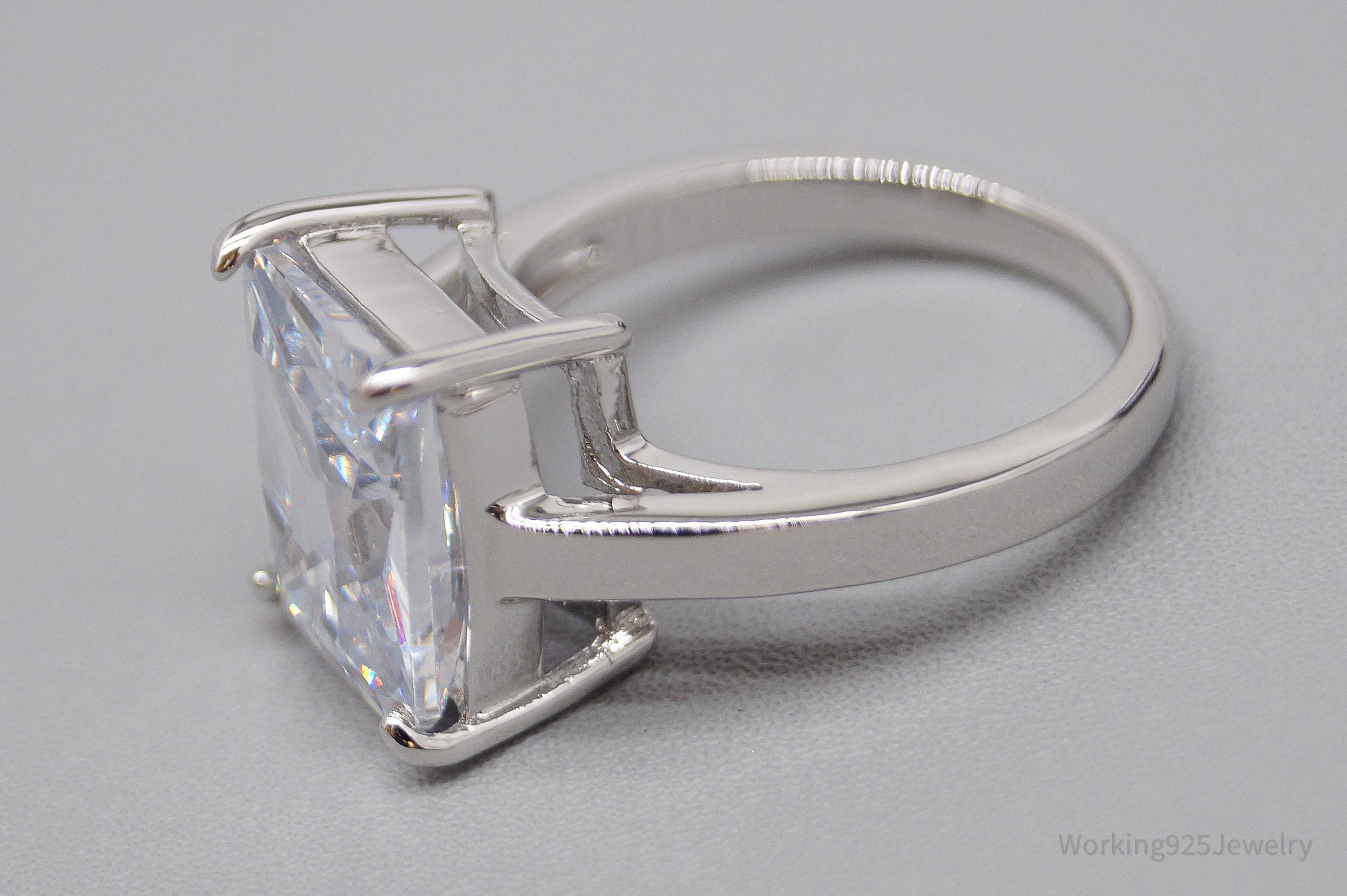 Vintage Designer FAS Large Cubic Zirconia Sterling Silver Ring - Size 7