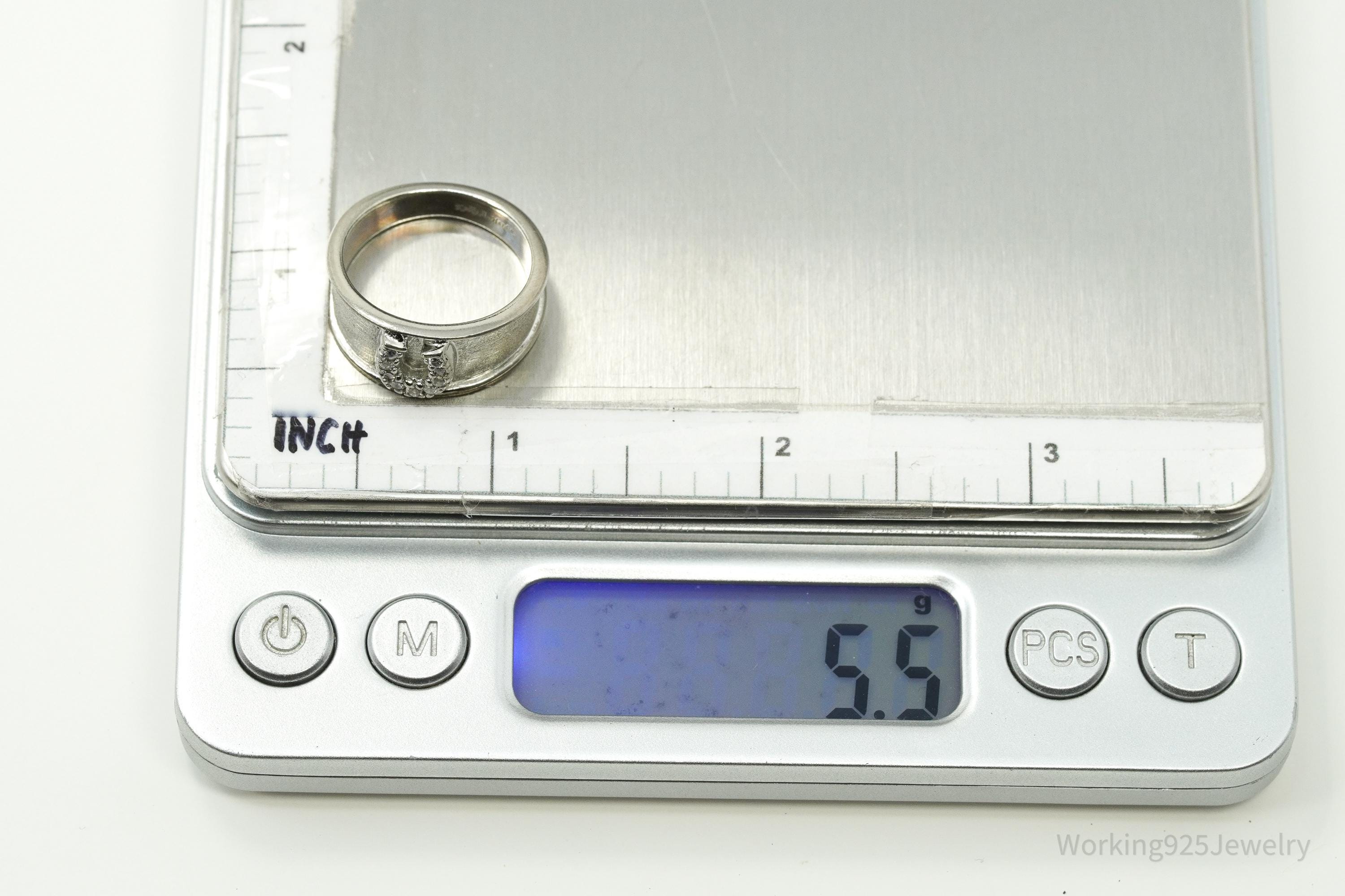 Kelly Herd Cubic Zirconia Horseshoe Sterling Silver Ring - Size 7.25