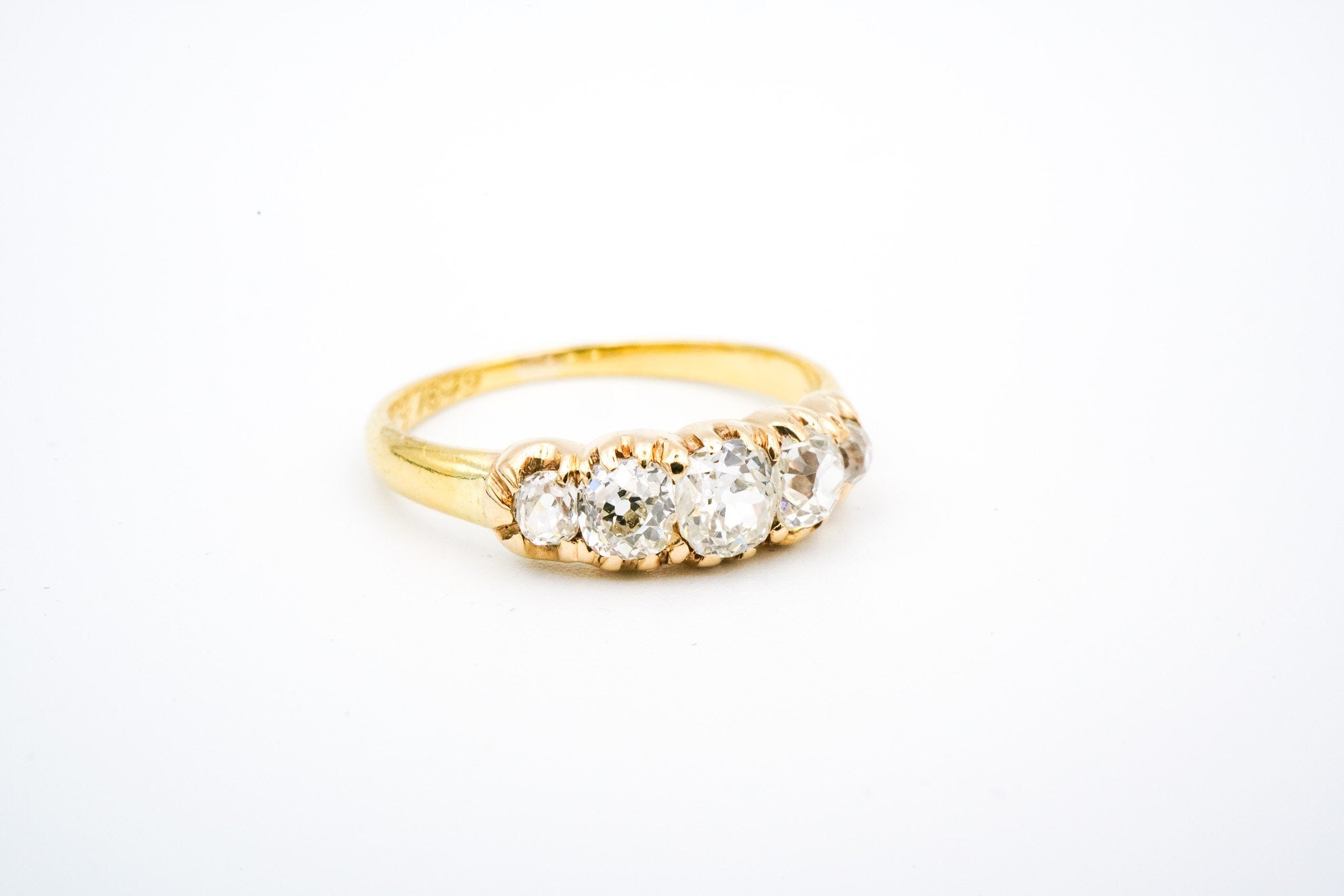 Victorian 14K Yellow Gold & Old Mine Cut Diamond Ring - Size 5 1/4