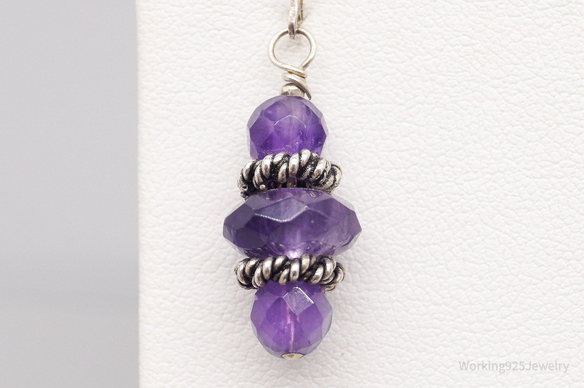 Vintage Amethyst Sterling Silver Dangle Earrings