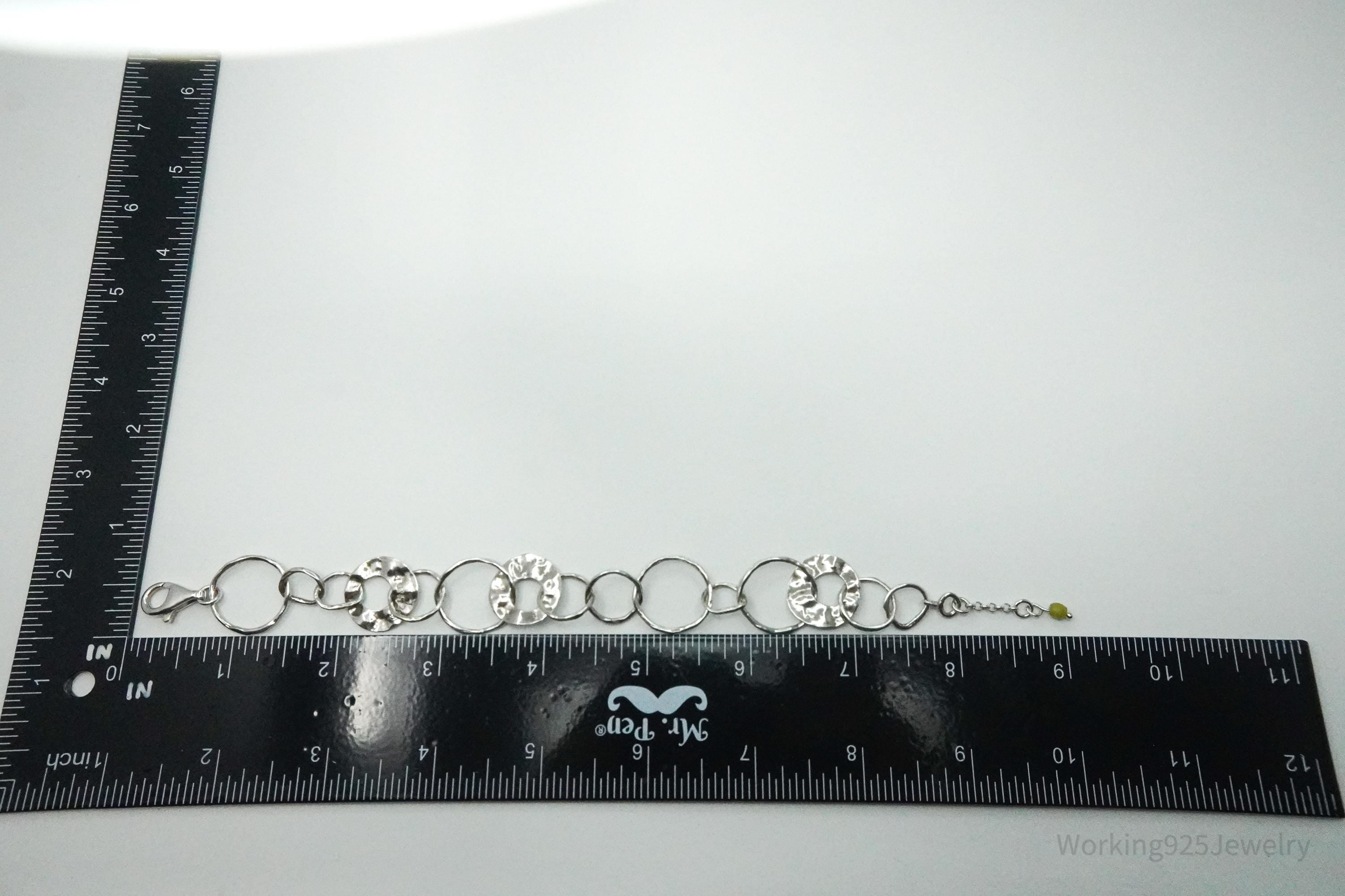 Vintage Designer Silpada Retired Paper Chain Hammered Sterling Silver Bracelet 8.75"