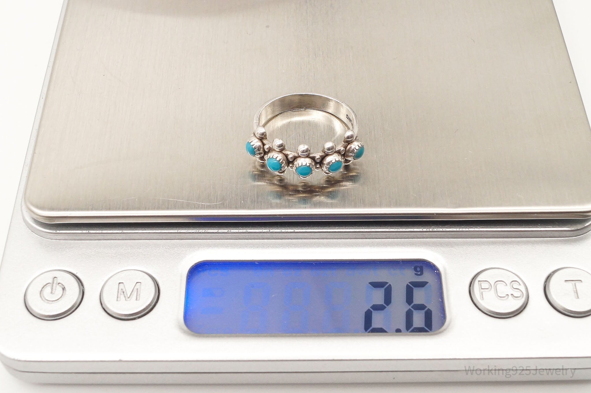 Vintage Native Bell Trading Post Turquoise Sterling Silver Ring - Size 5.5