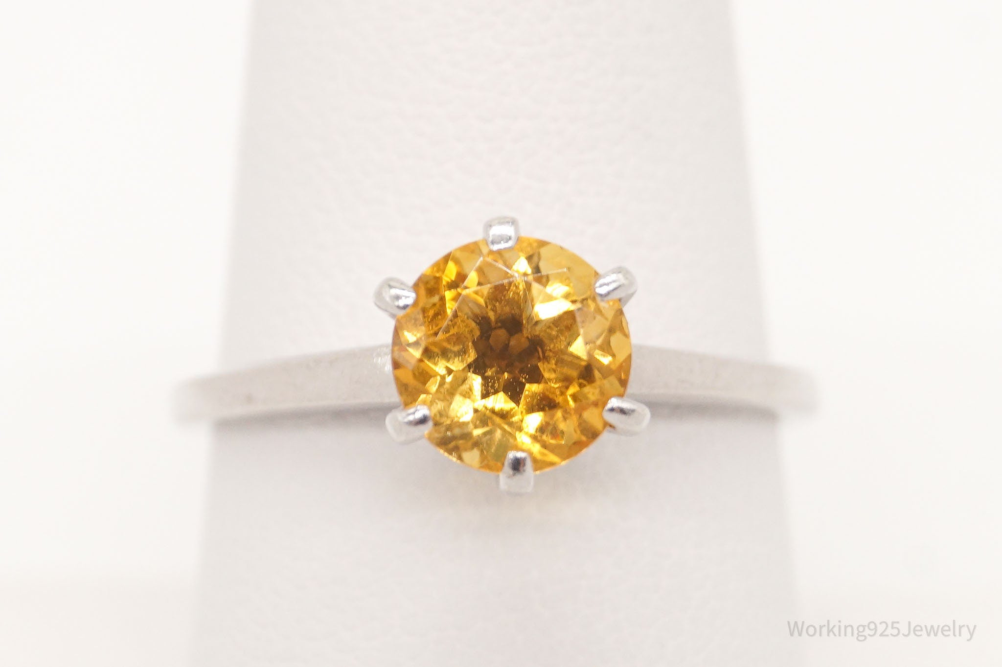 Vintage Citrine Sterling Silver Ring - Size 8.75