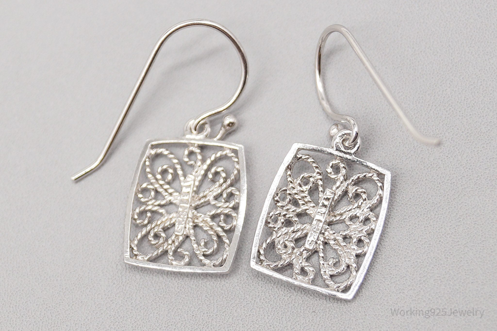 Vintage Filigree Ornate Sterling Silver Earrings