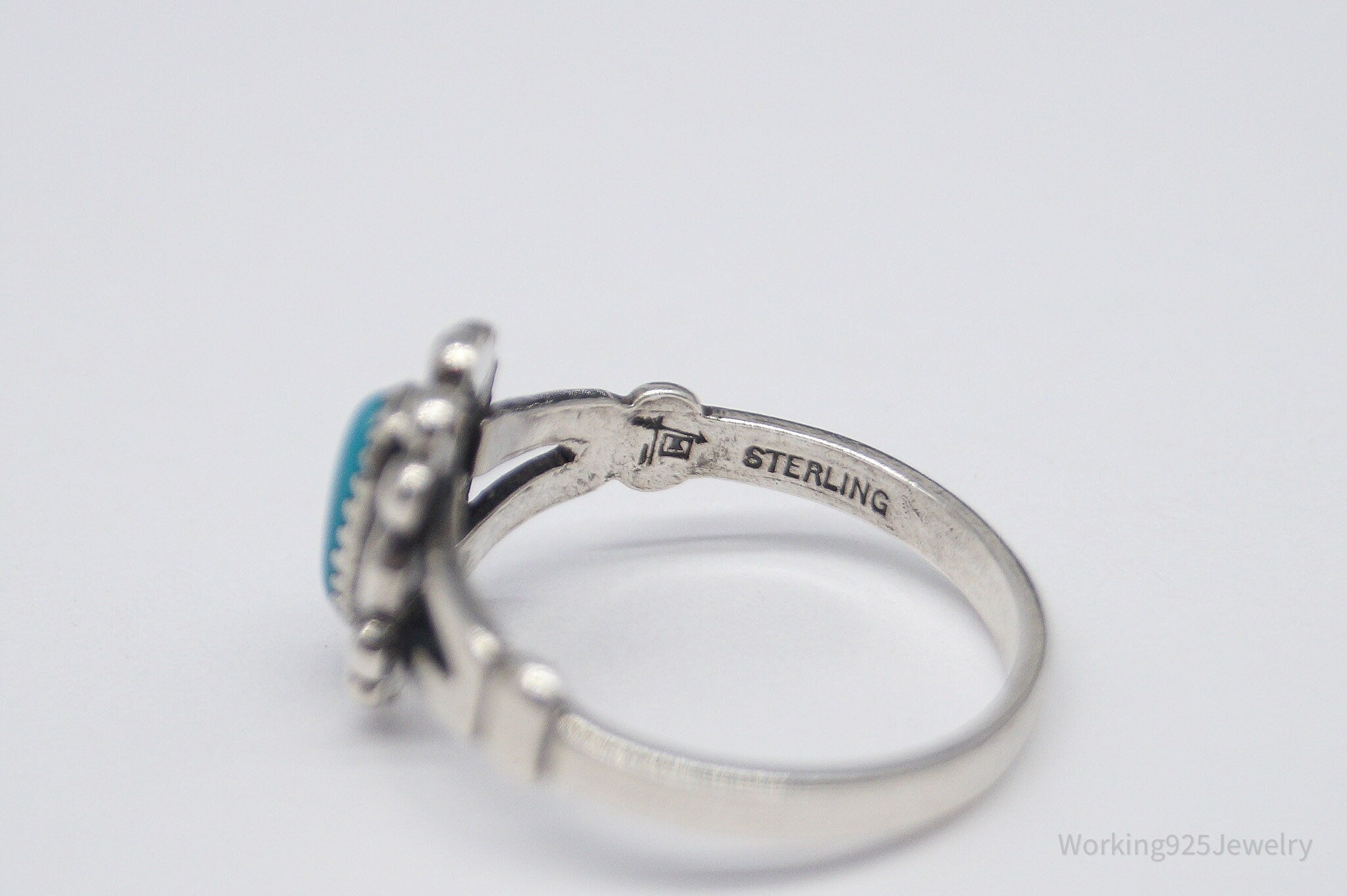 Vintage Native Bell Trading Post Turquoise Sterling Silver Ring - Size 5