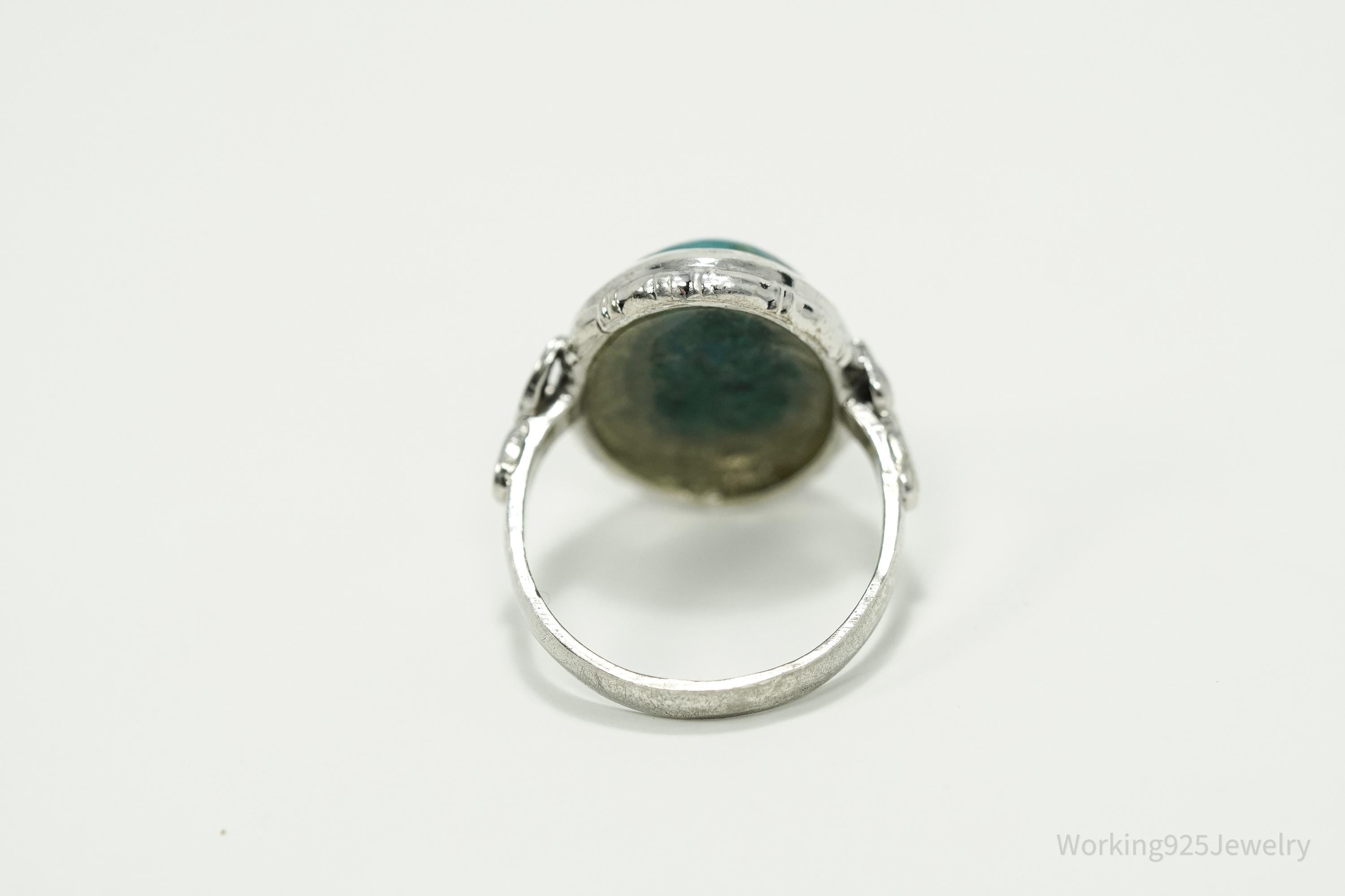 Antique Designer Clark Coombs Chrysocolla Sterling Silver Ring Size 5.5