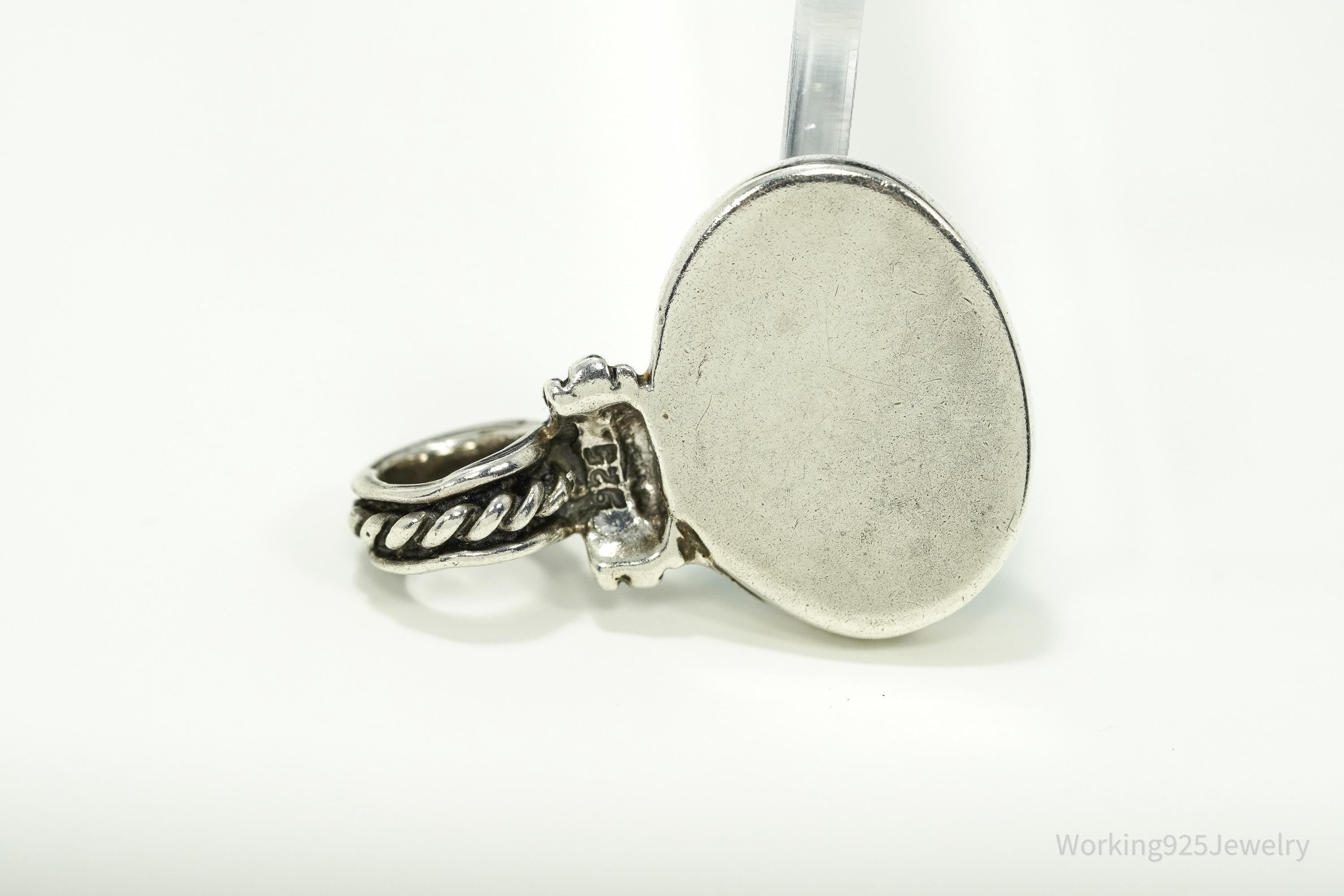 Vintage Blue Turquoise Sterling Silver Pendant 1 1/8"