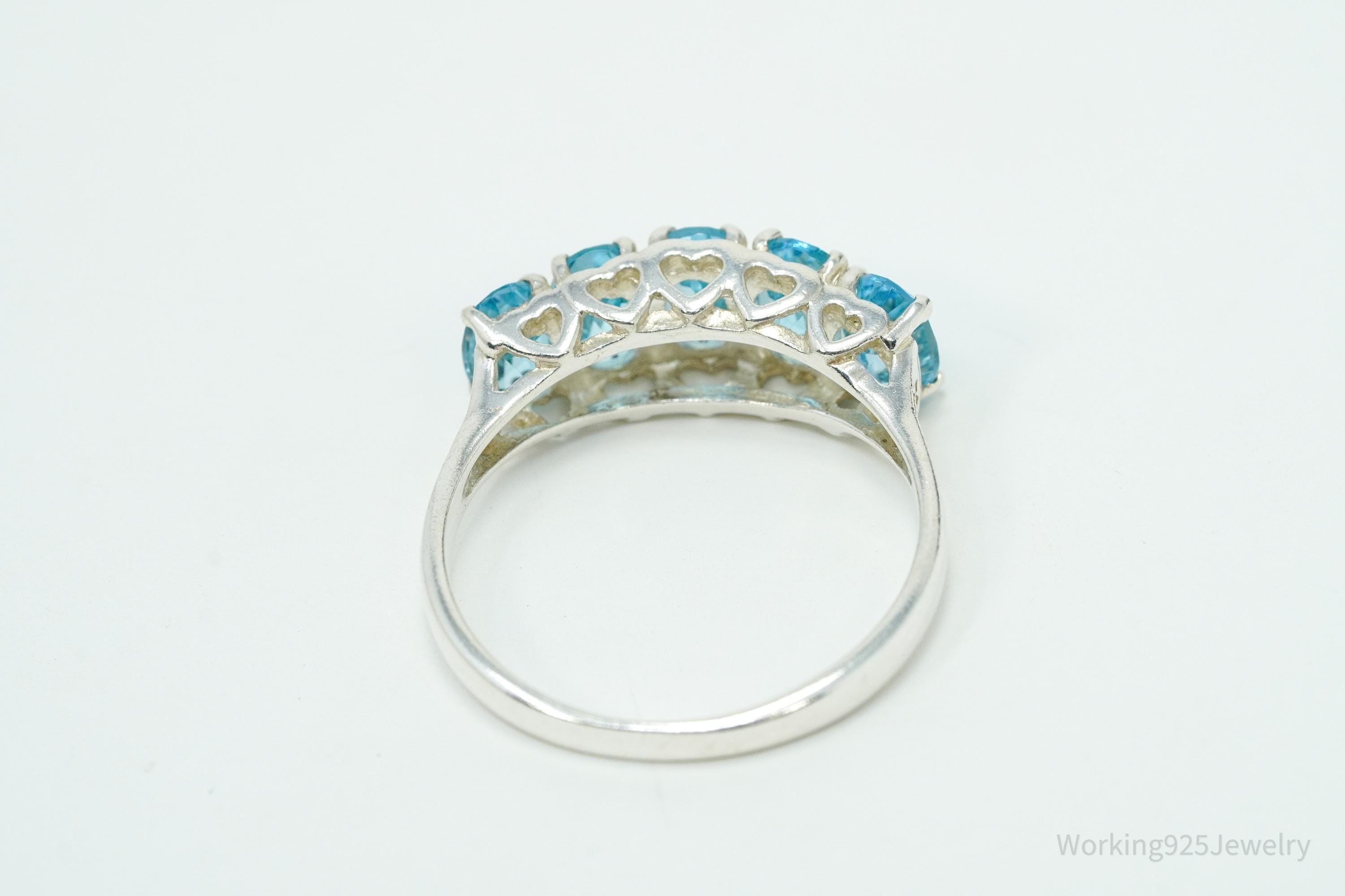 Vintage CNA Blue Topaz Sterling Silver Ring - Size 8.75