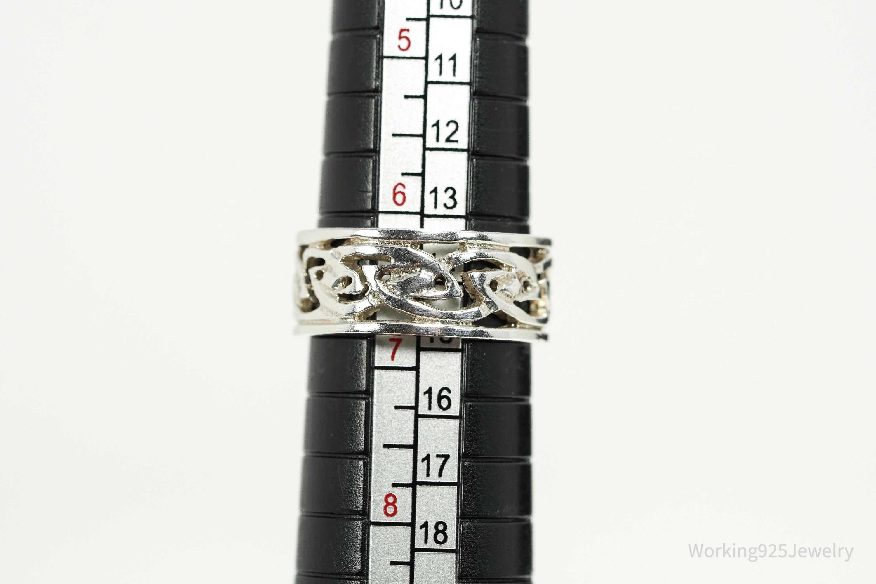 Vintage Celtic Knots Sterling Silver Ring Size 6.75