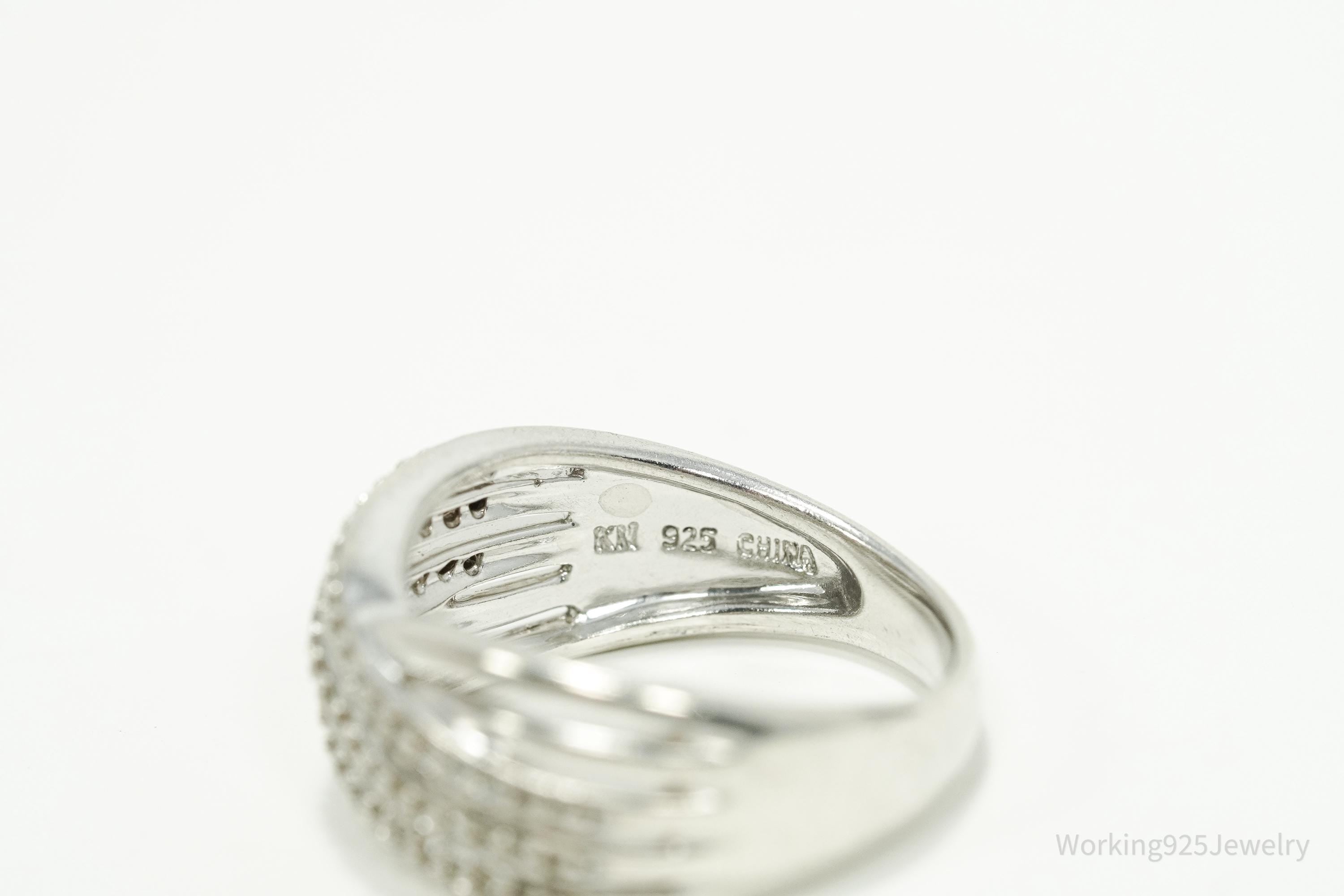 Vintage Diamond Sterling Silver Band Ring - Size 8