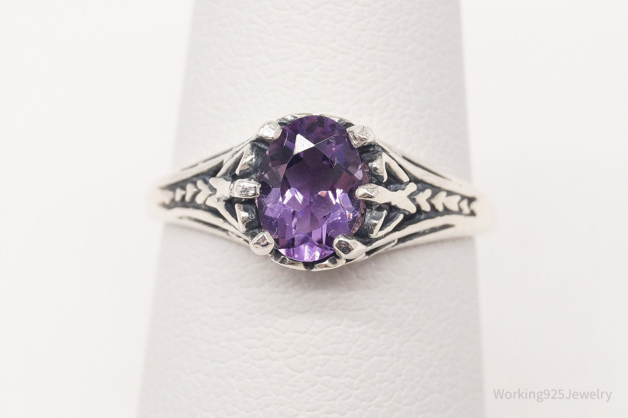 Vintage Designer KABANA Amethyst Sterling Silver Ring - Size 6