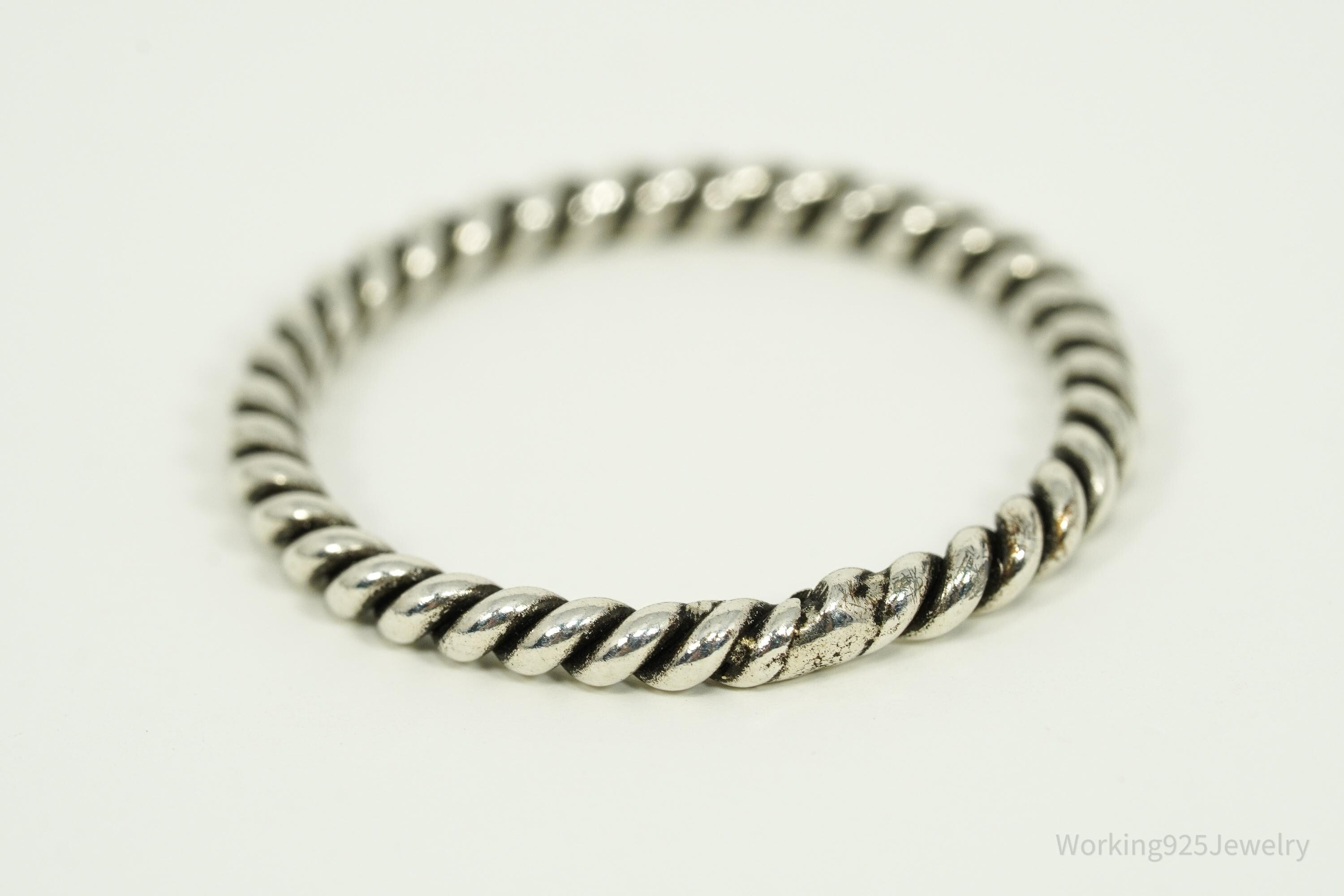 Vintage Southwestern Rope Twist Silver Ring - Size 8.25