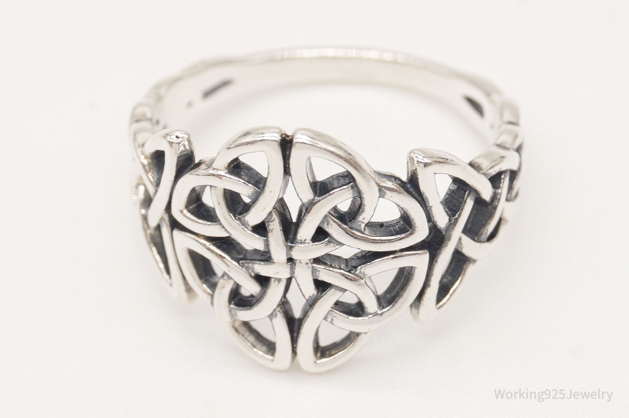 Vintage Celtic Knot Design Sterling Silver Ring - Size 7.5