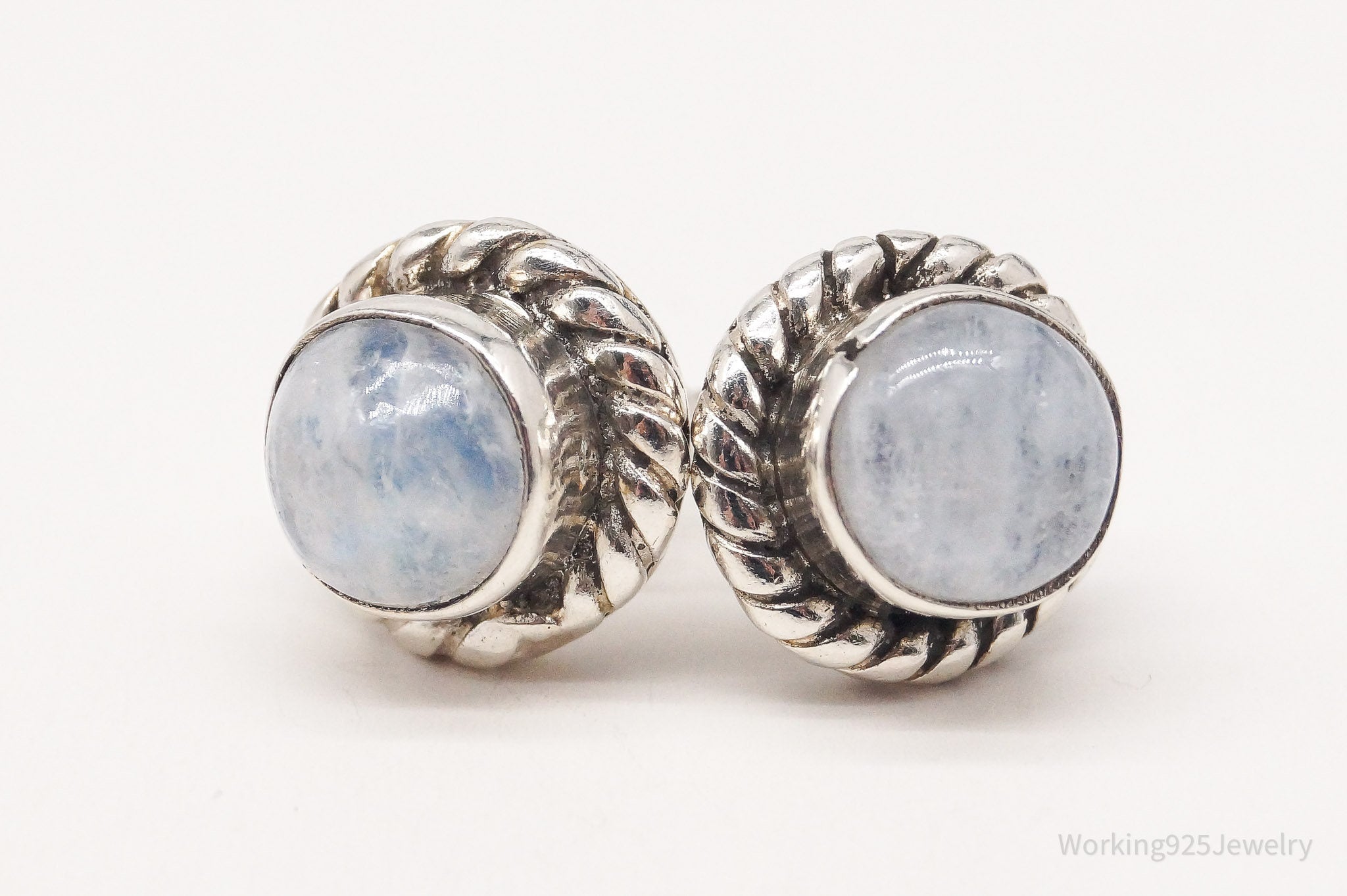 Vintage Moonstone Sterling Silver Stud Earrings