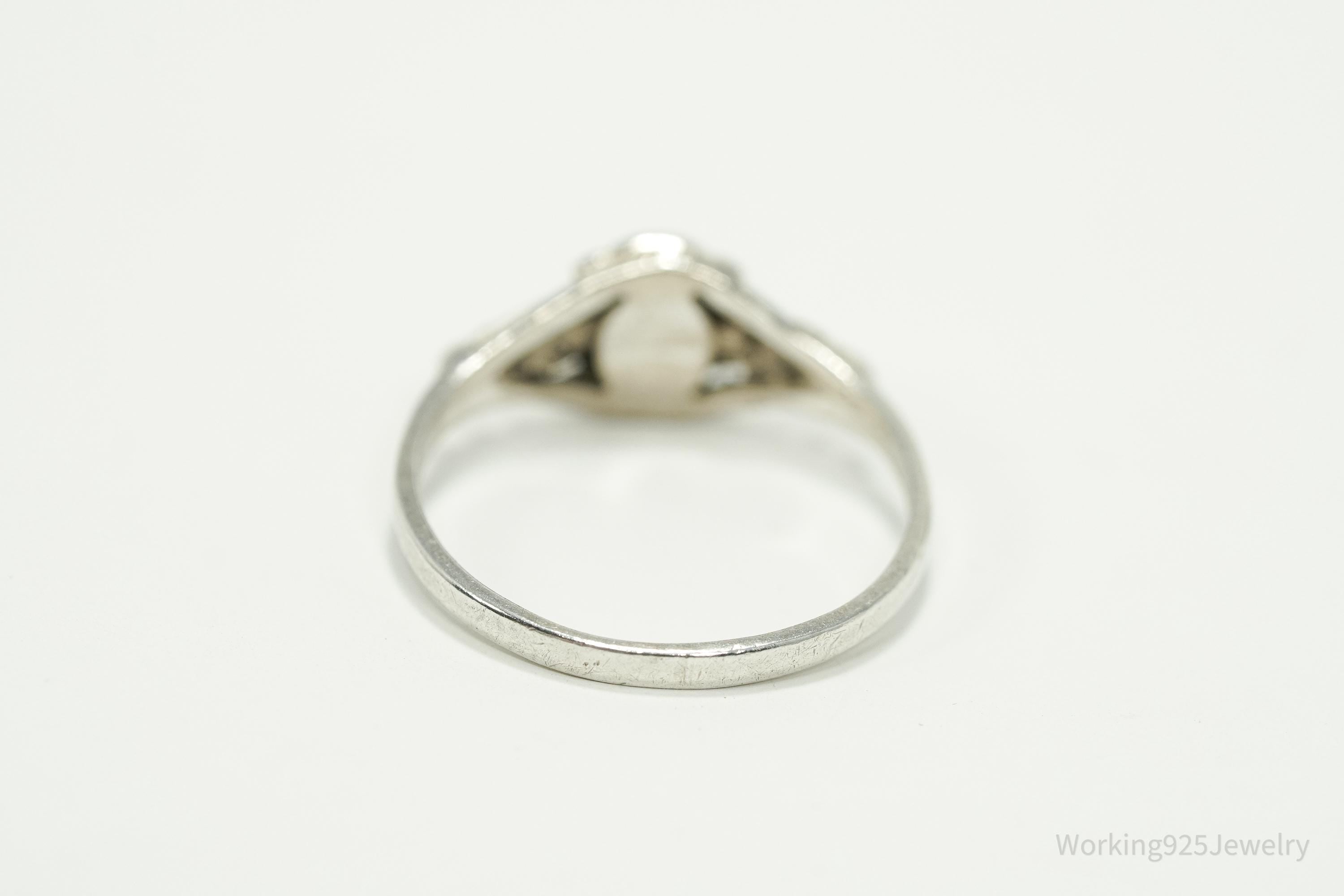 Vintage Yin And Yang Onyx Sterling Silver Ring - Size 6