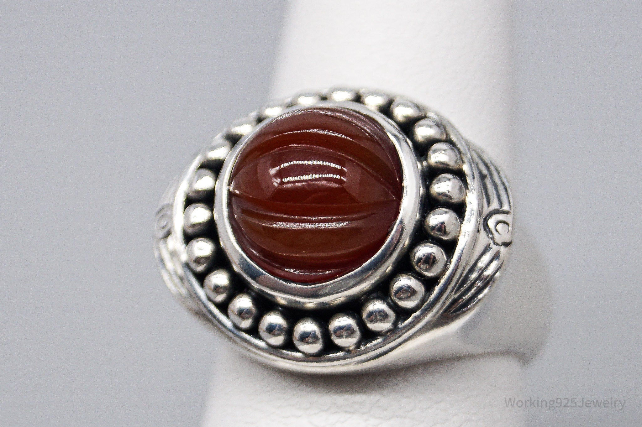 Vintage Designer Doug Paulus Carnelian Sterling Silver Ring - Size 6