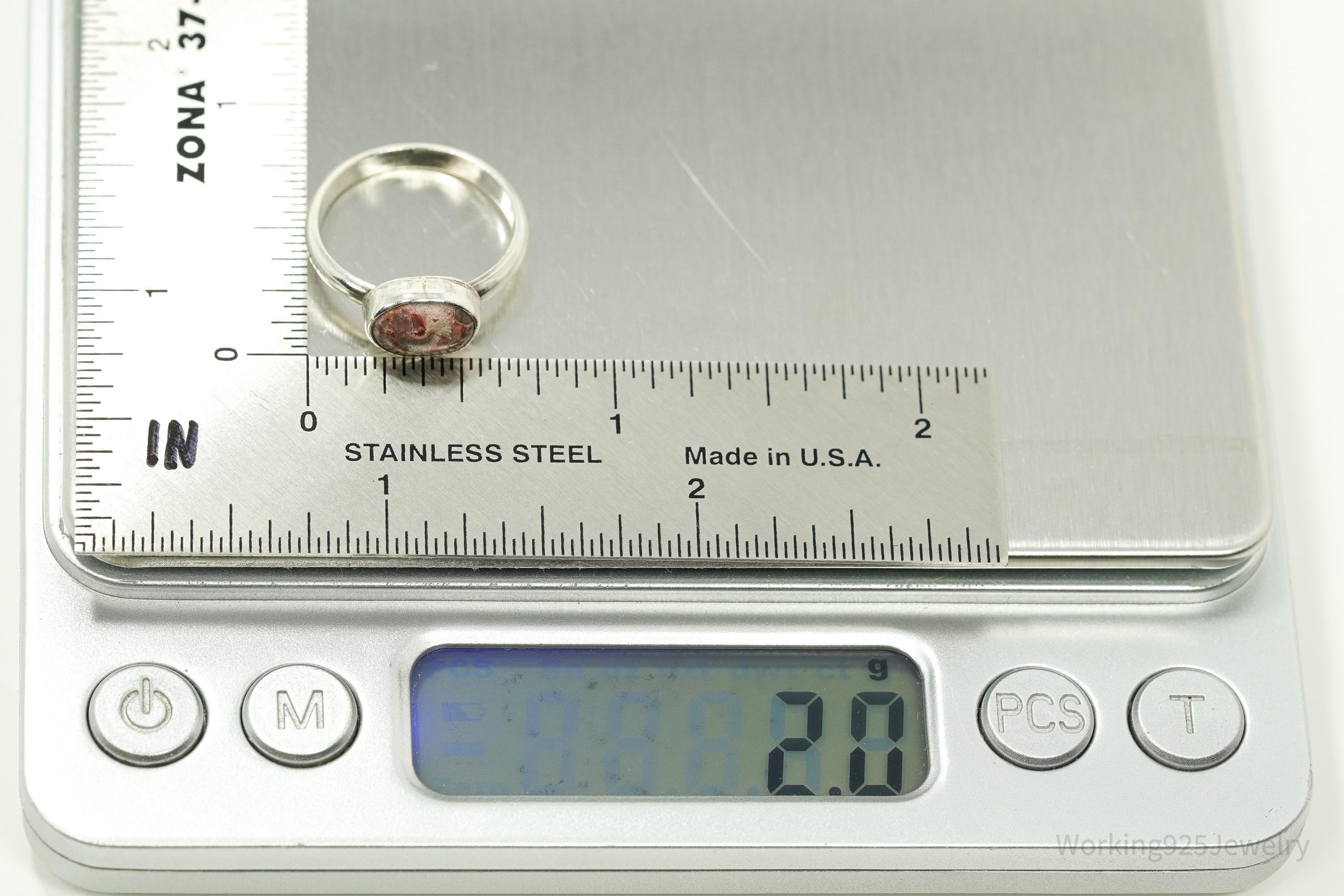 Vintage Birds Eye Jasper Silver Ring - Size 5.5