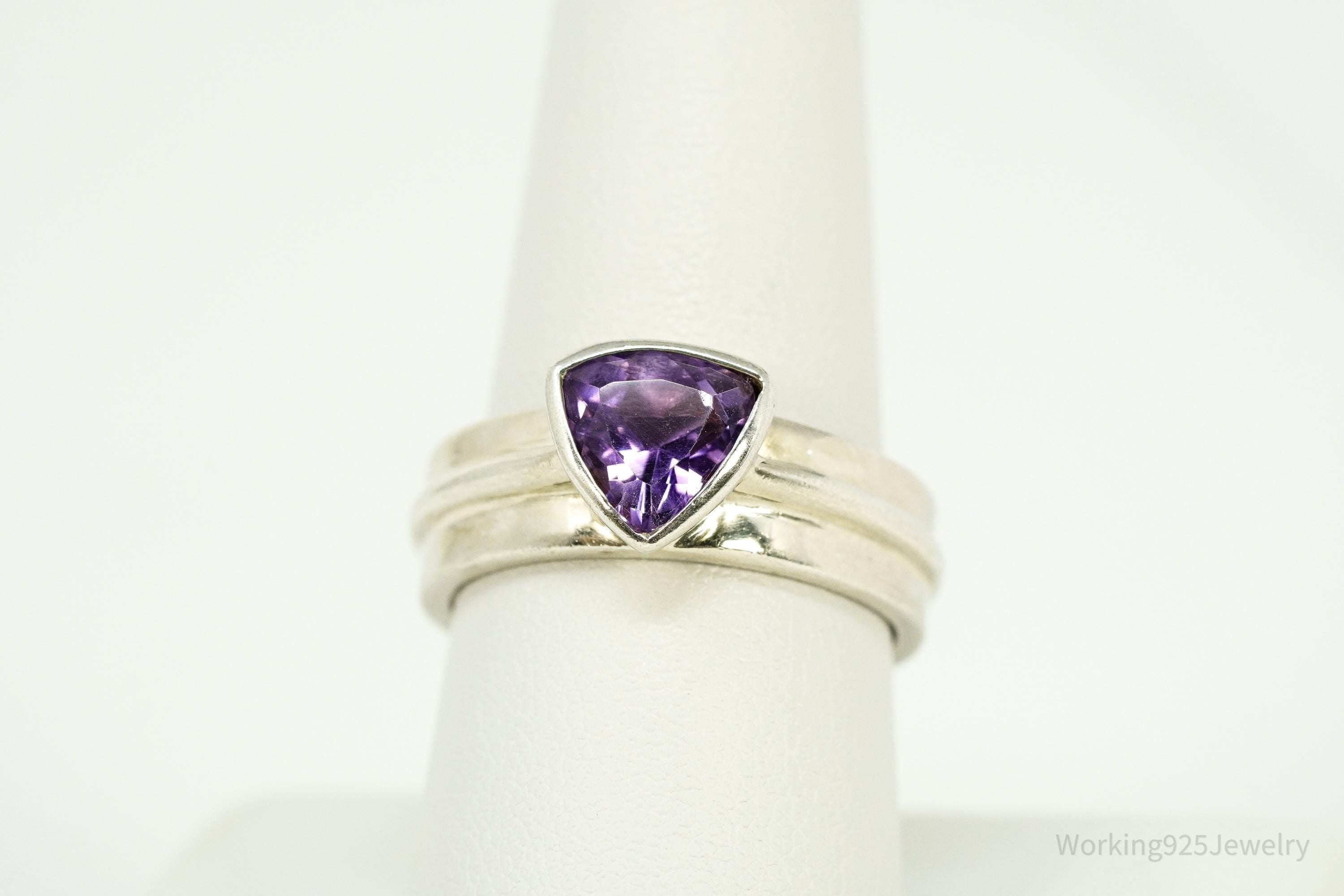 Vintage Amethyst Sterling Silver Ring - Size 9
