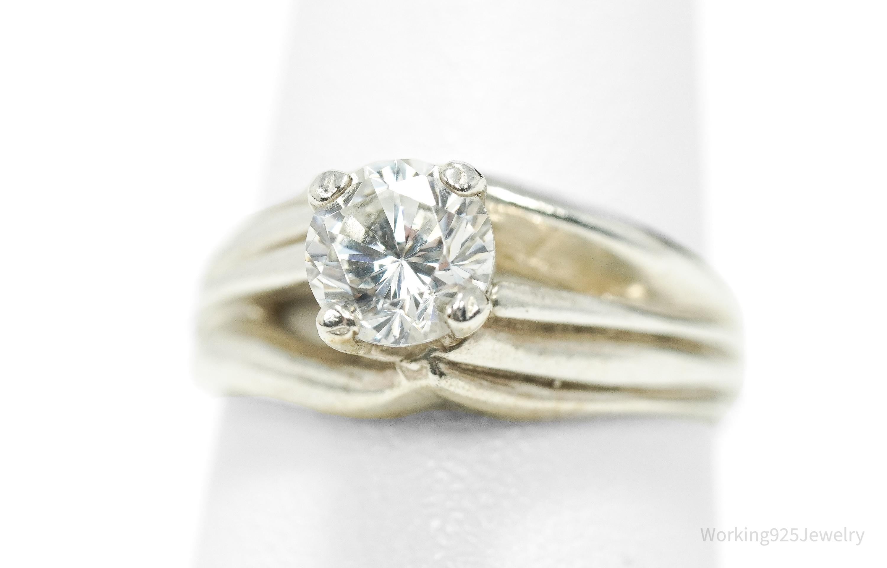 Vintage Cubic Zirconia Sterling Silver Ring - Size 7