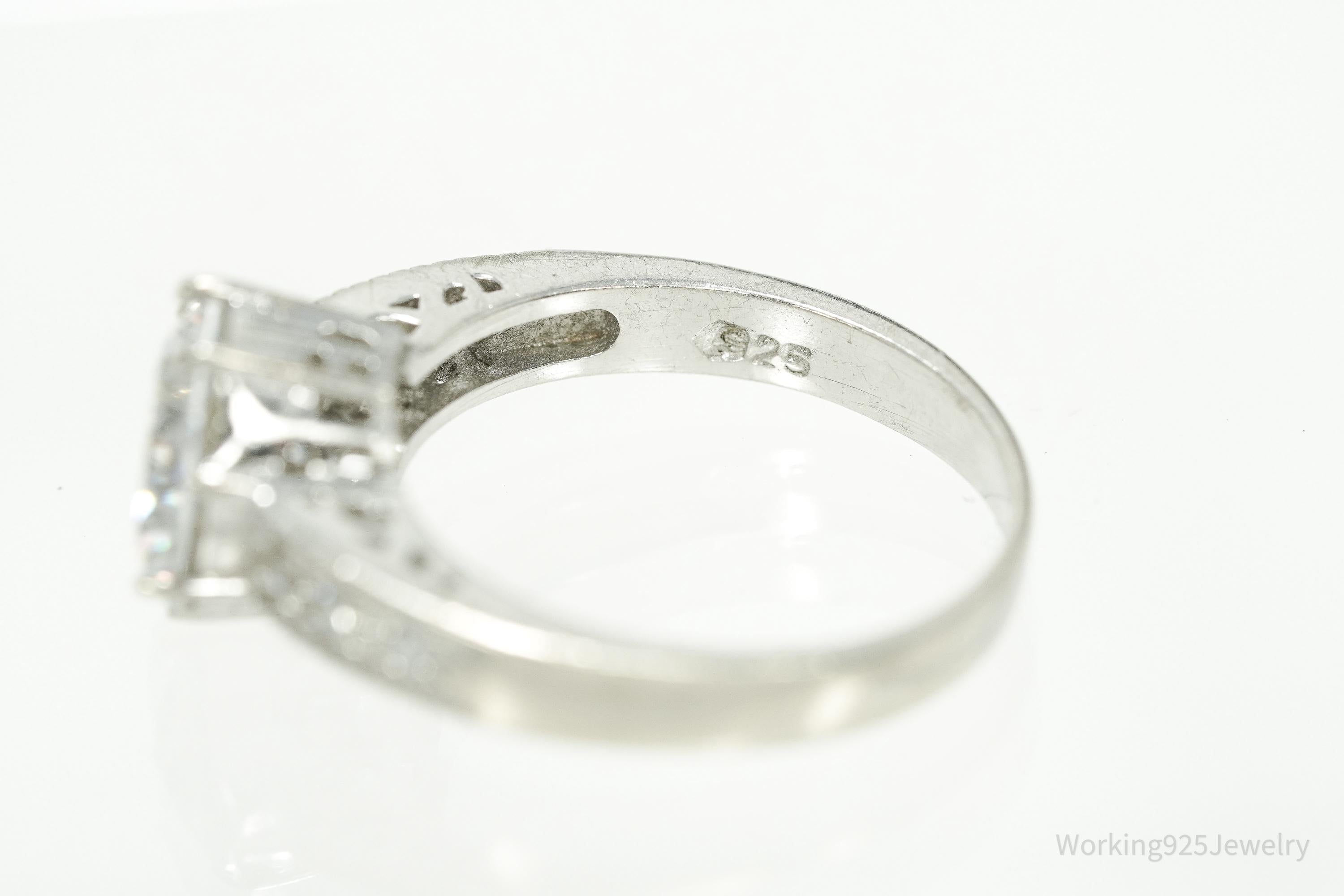 Vintage Cubic Zirconia Sterling Silver Ring Size 6.75