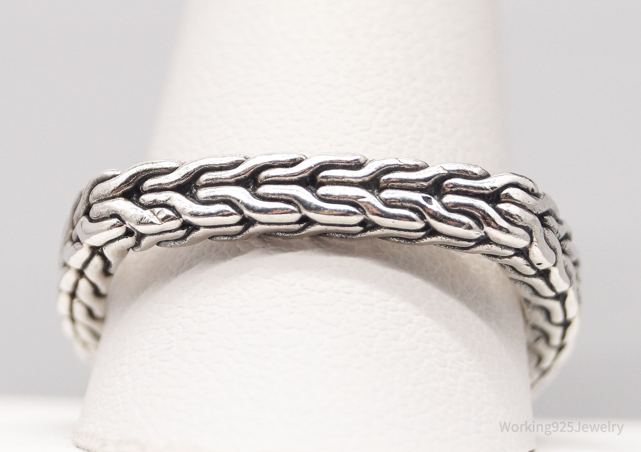 Vintage Dragon Snake Weave Style Byzantine Sterling Silver Band Ring - Size 11.5