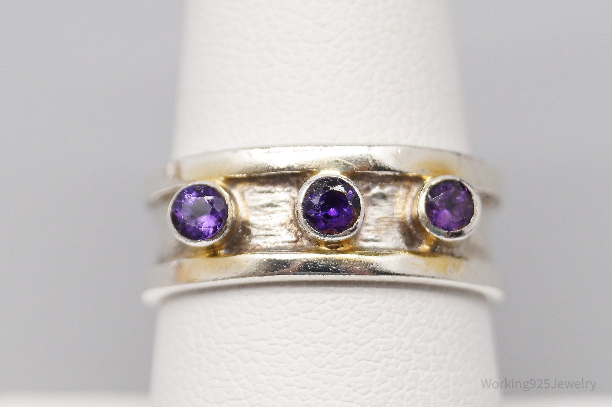 Vintage Amethyst Sterling Silver Ring - Size 8.25