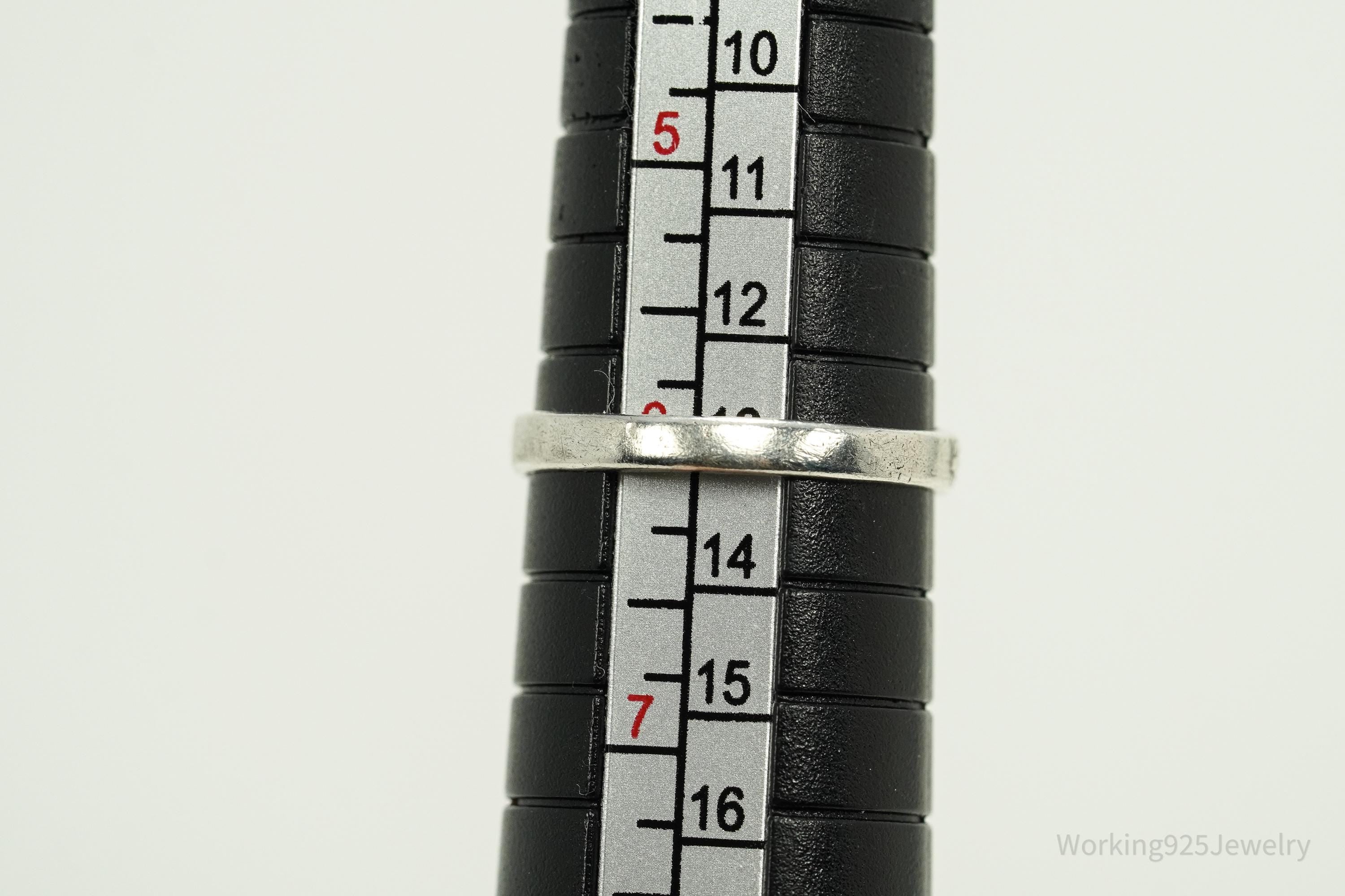 Antique Butterfly Wing Beach Scene Sterling Silver Ring - Size 6