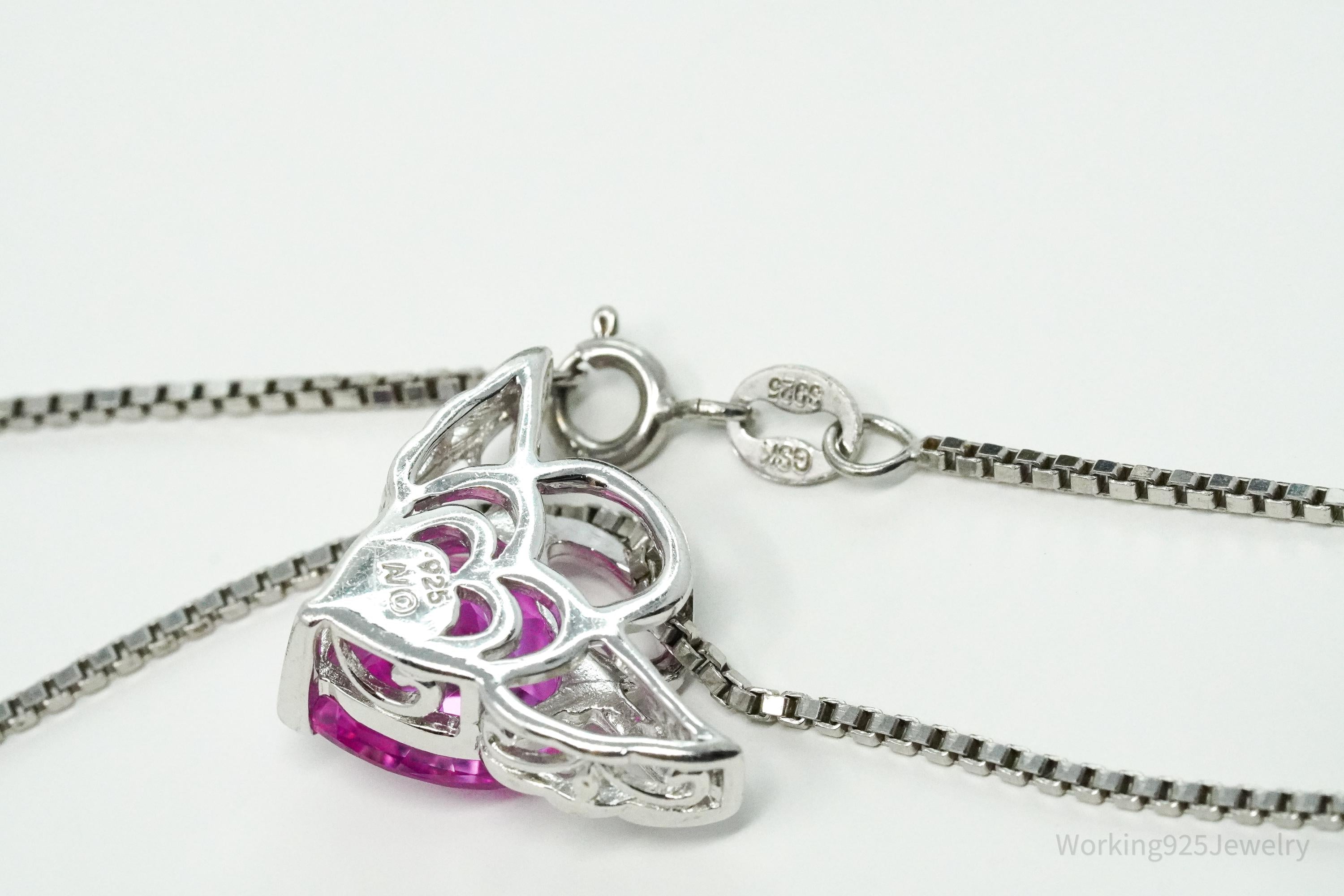 Alwand Vahan Pink Sapphire 14K White Gold Over Sterling Silver Pendant Necklace 18"