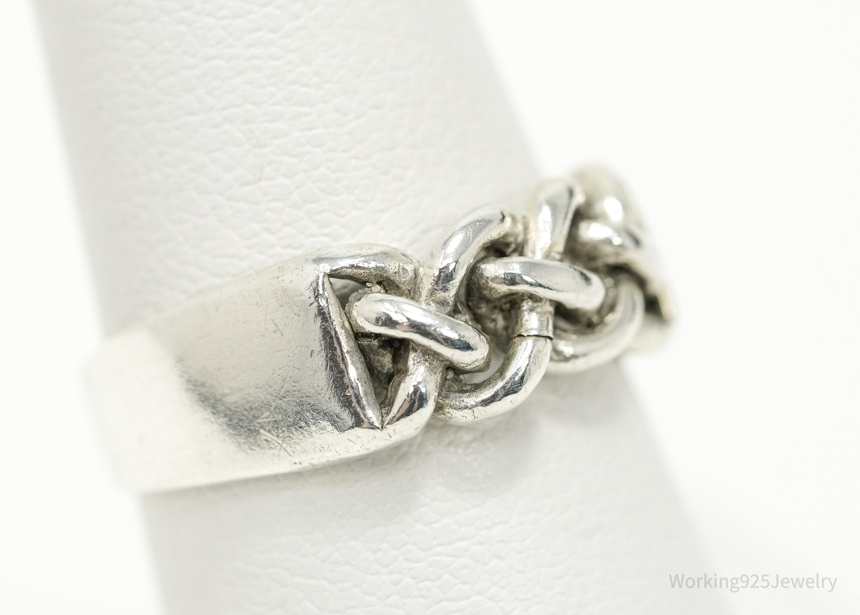 Vintage Chain Modernist Style Sterling Silver Ring - Size 8