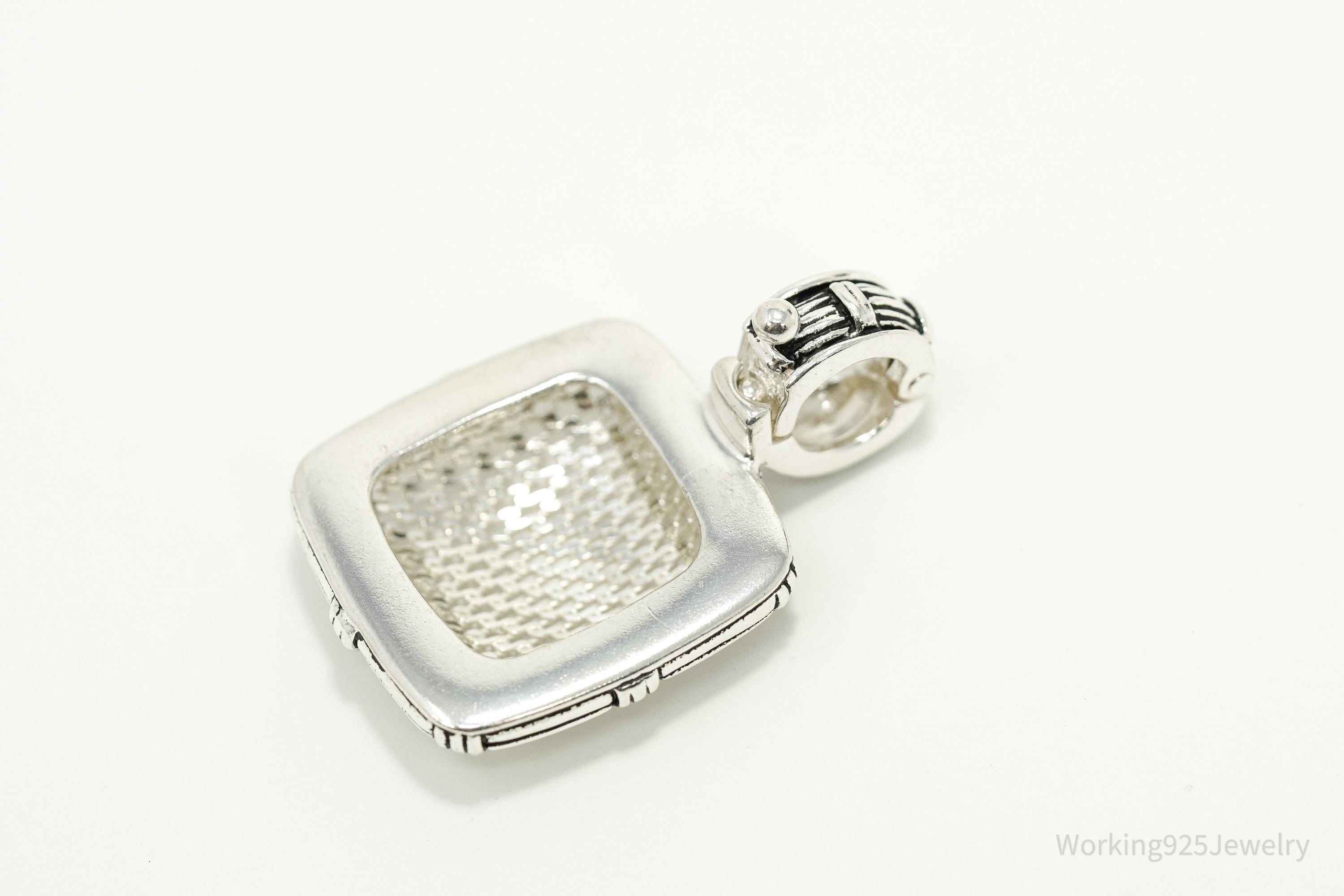 Vintage Designer Joseph Esposito Signature Mesh Design Sterling Silver Pendant