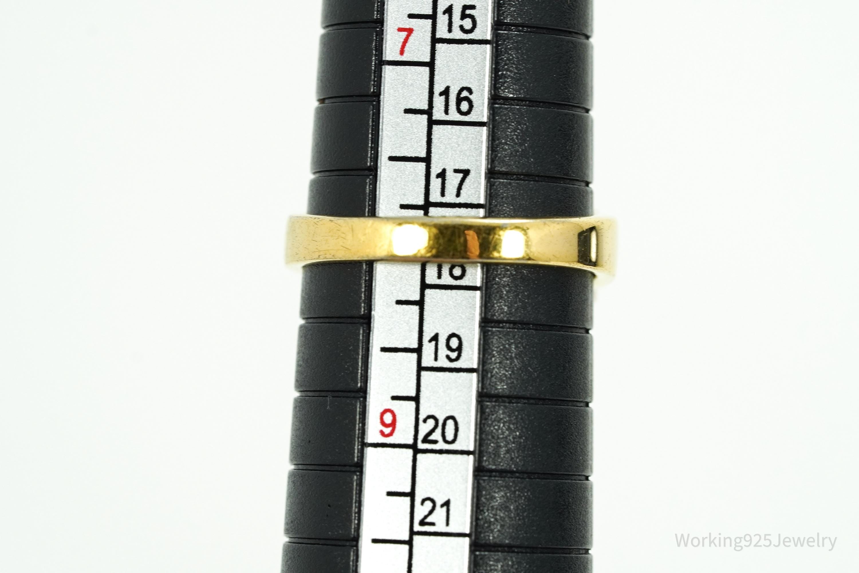 Vintage Champagne & White Cubic Zirconia Gold Over Sterling Silver Ring - Size 6