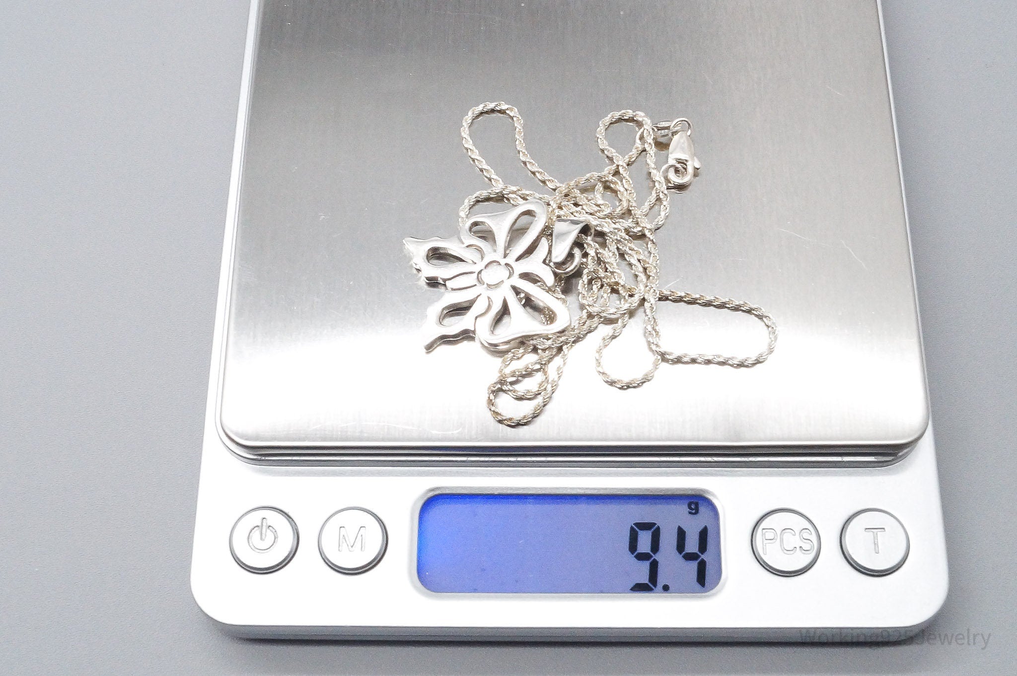 Vintage Butterfly Sterling Silver Necklace 24"